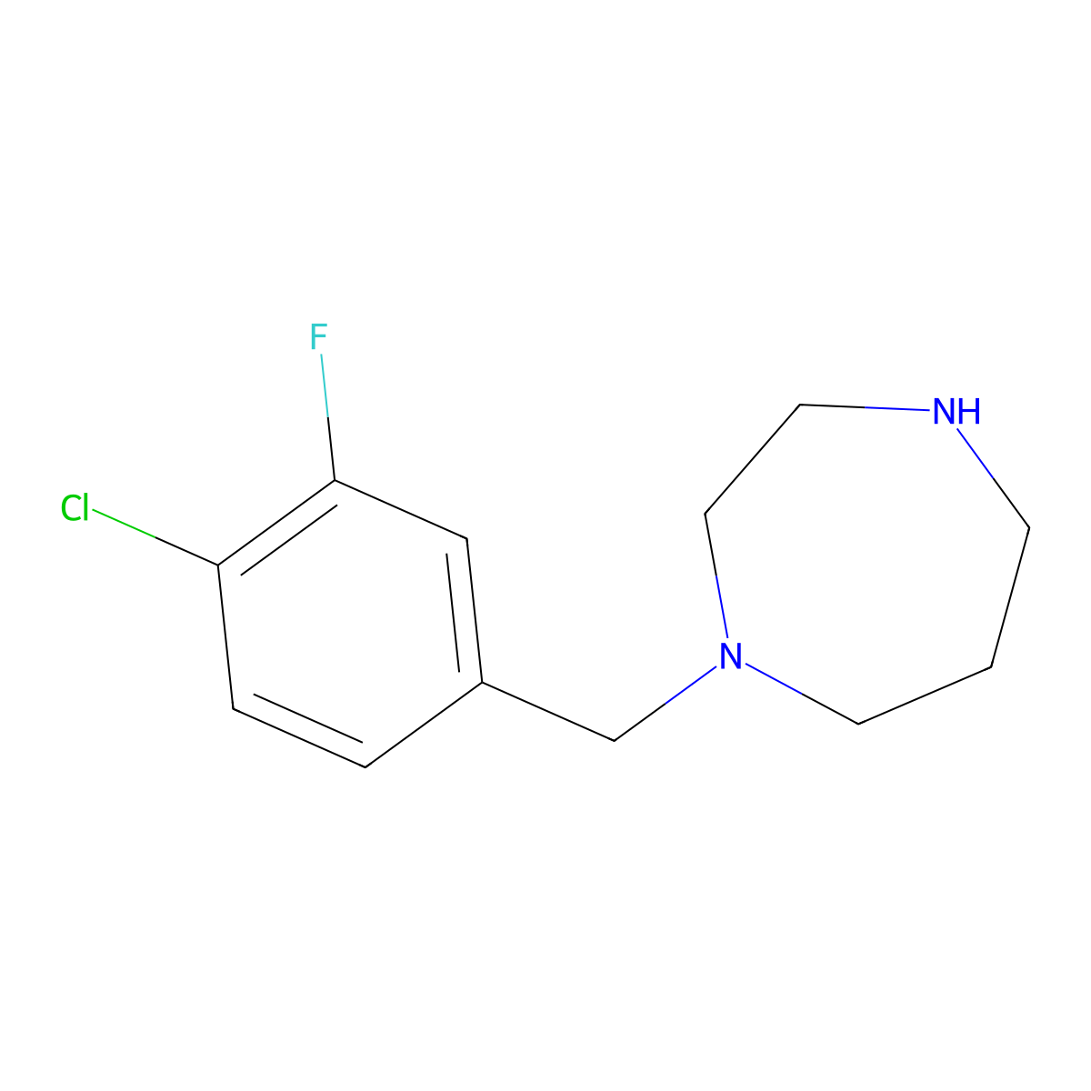 1-[(4-Chloro-3-fluorophenyl)methyl]-1,4-diazepane molecular structure, CAS 1240580-96-4