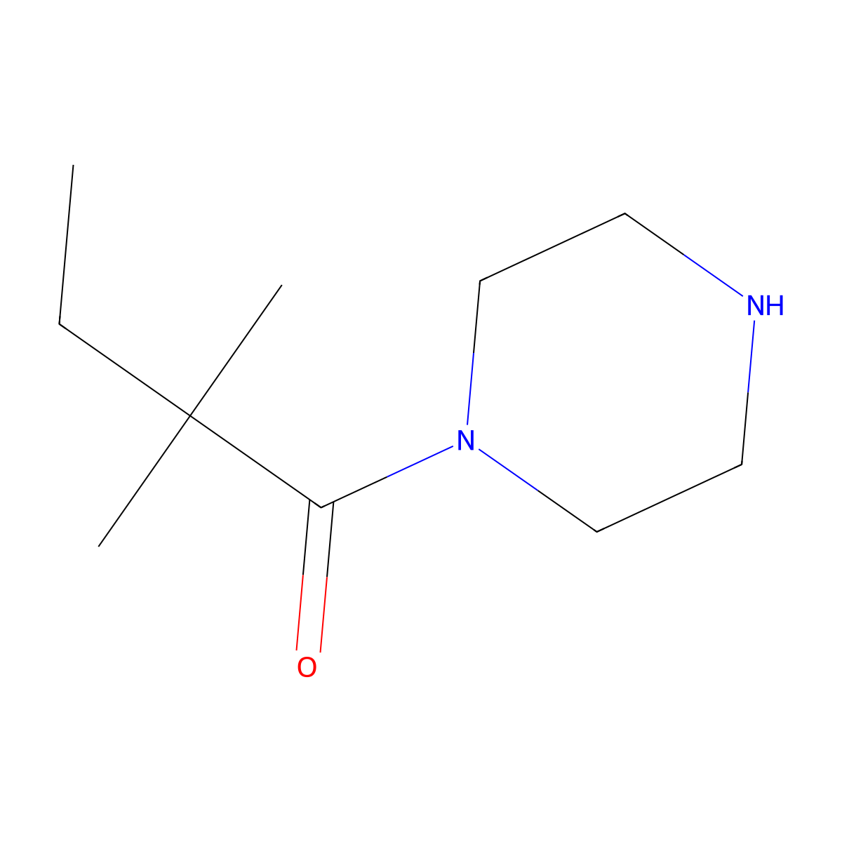 2,2-Dimethyl-1-(piperazin-1-yl)butan-1-one molecular structure, CAS 1240581-28-5