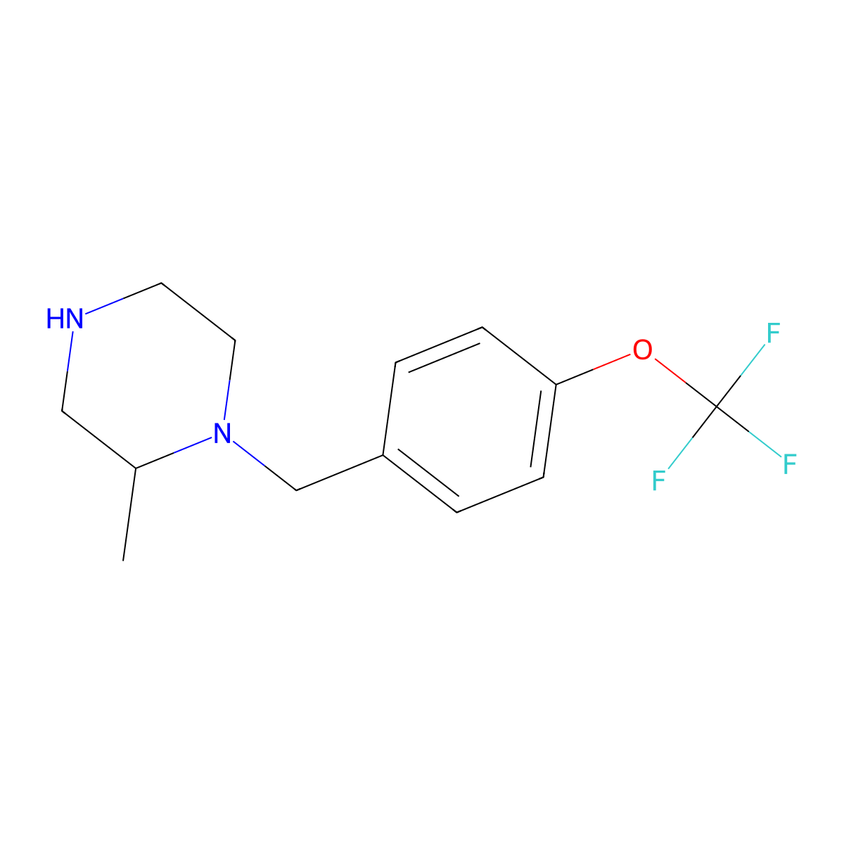 2-Methyl-1-{[4-(trifluoromethoxy)phenyl]methyl}piperazine molecular structure, CAS 1240581-54-7