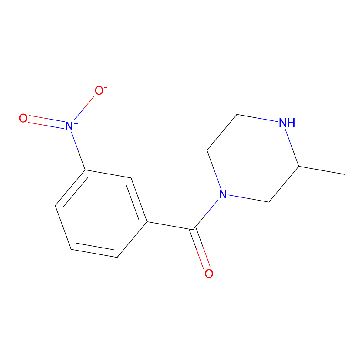 3-Methyl-1-(3-nitrobenzoyl)piperazine molecular structure, CAS 1240581-72-9