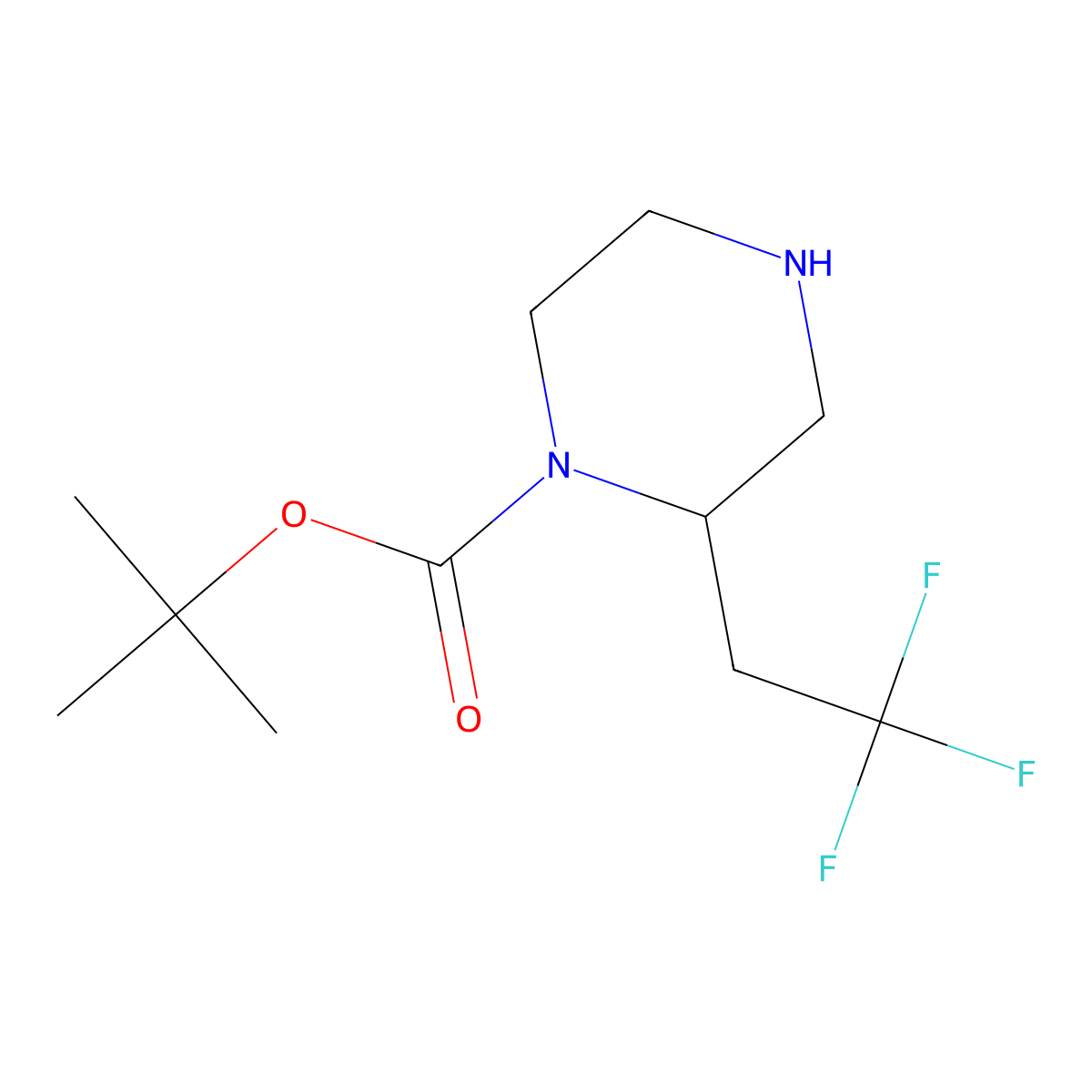 (S)-2-(2,2,2-Trifluoro-ethyl)-piperazine-1-carboxylic acid tert-butyl ester molecular structure, CAS 1240582-25-5