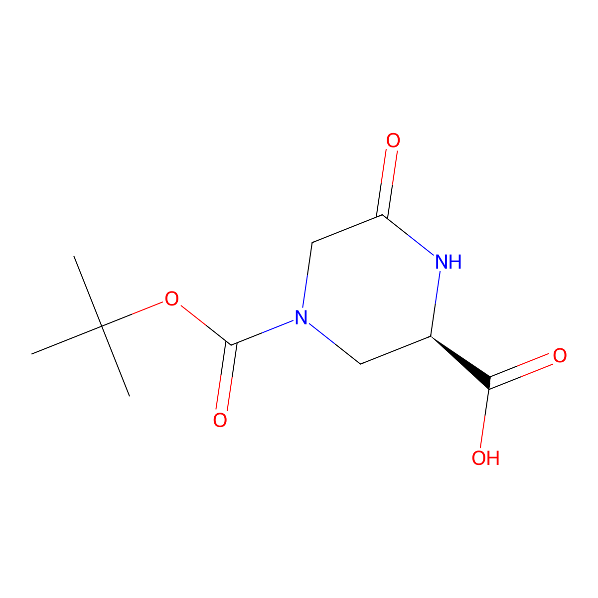 (2R)-4-((tert-butoxy)carbonyl)-6-oxopiperazine-2-carboxylic acid molecular structure, CAS 1240583-92-9