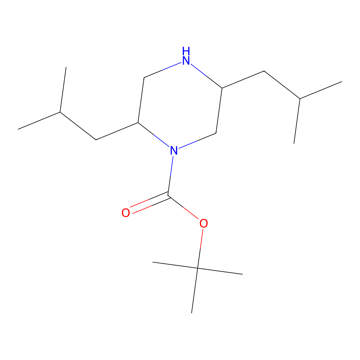 (2R,5R)-tert-butyl 2,5-diisobutylpiperazine-1-carboxylate hydrochloride molecular structure, CAS 1240585-34-5