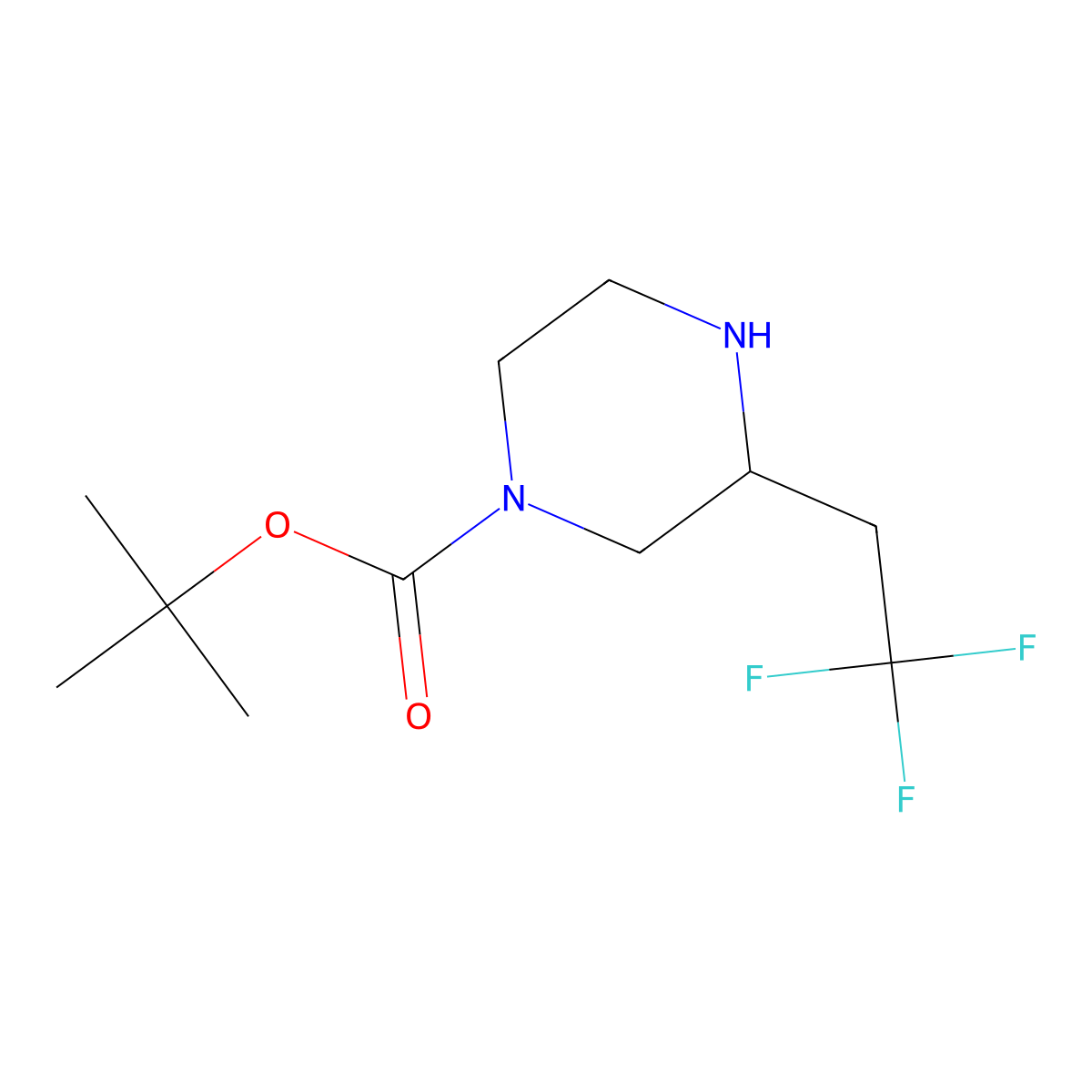 (S)-3-(2,2,2-Trifluoro-ethyl)-piperazine-1-carboxylic acid tert-butyl ester molecular structure, CAS 1240585-46-9