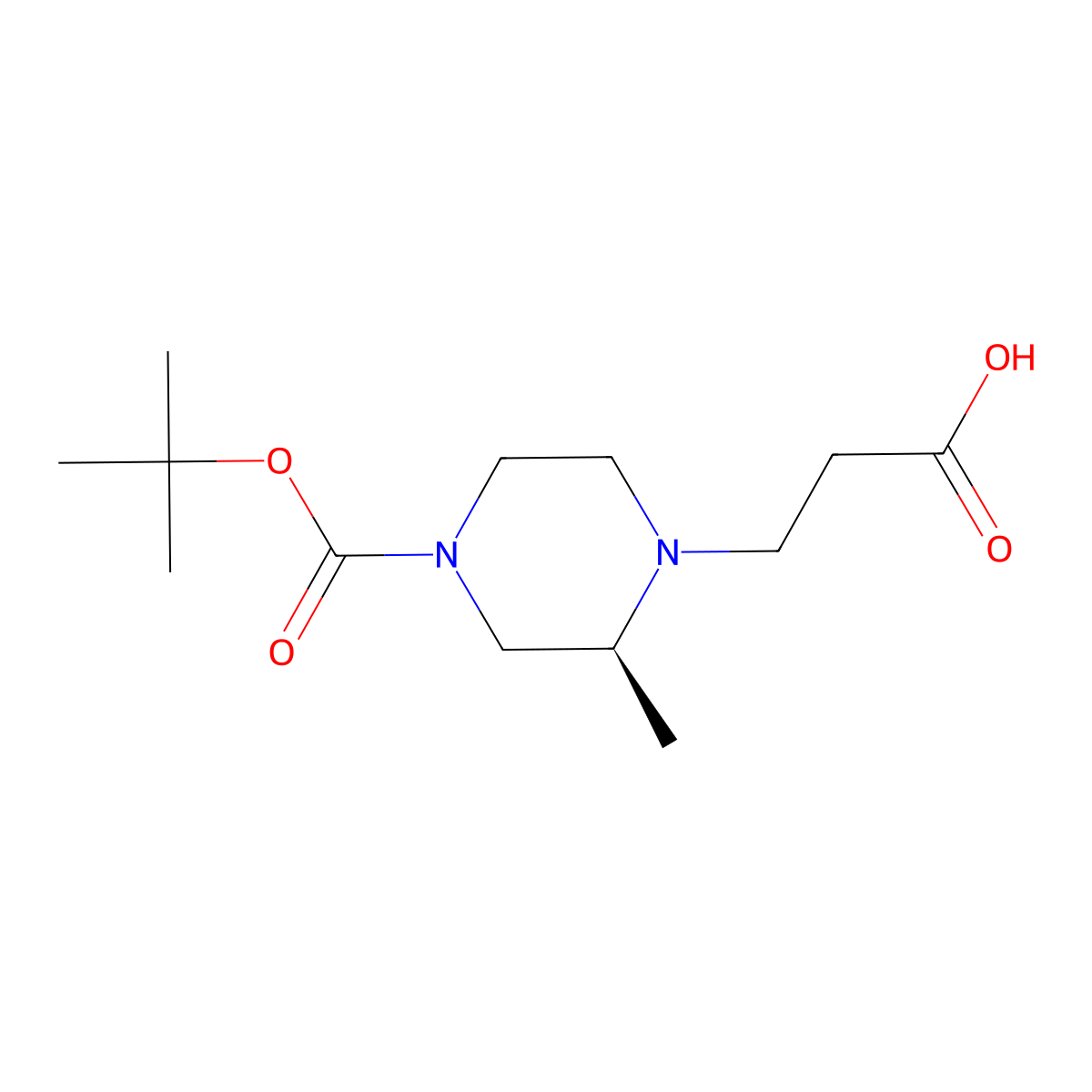 3-((2S)-4-((tert-butoxy)carbonyl)-2-methylpiperazin-1-yl)propanoic acid molecular structure, CAS 1240586-86-0
