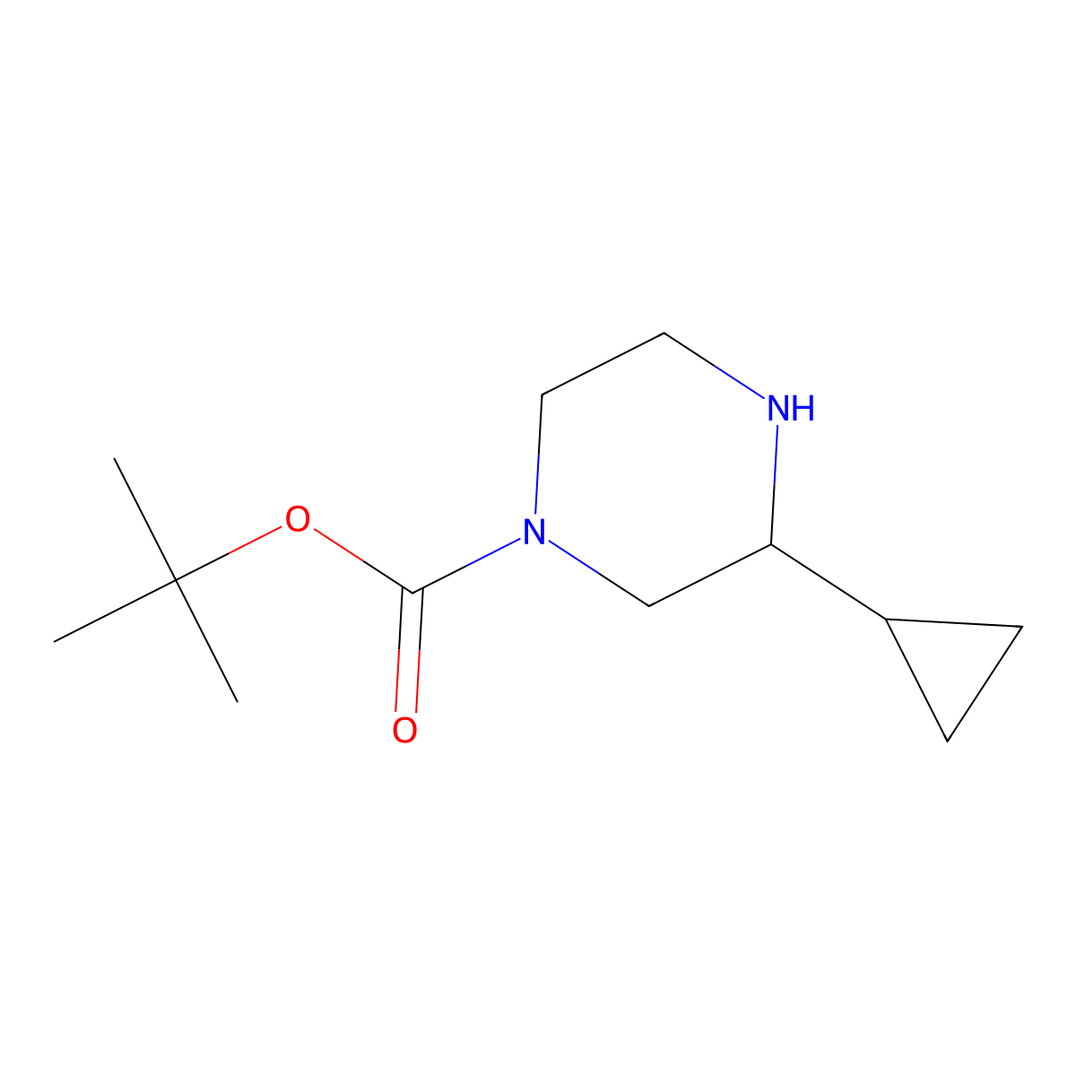tert-butyl (3R)-3-cyclopropylpiperazine-1-carboxylate molecular structure, CAS 1240587-11-4