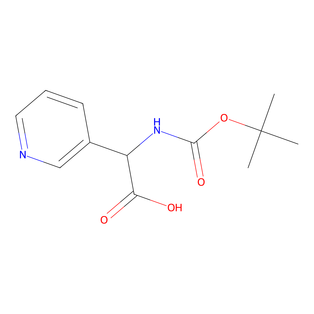 (R)-Tert-butoxycarbonylamino-pyridin-3-YL-acetic acid molecular structure, CAS 1240587-63-6