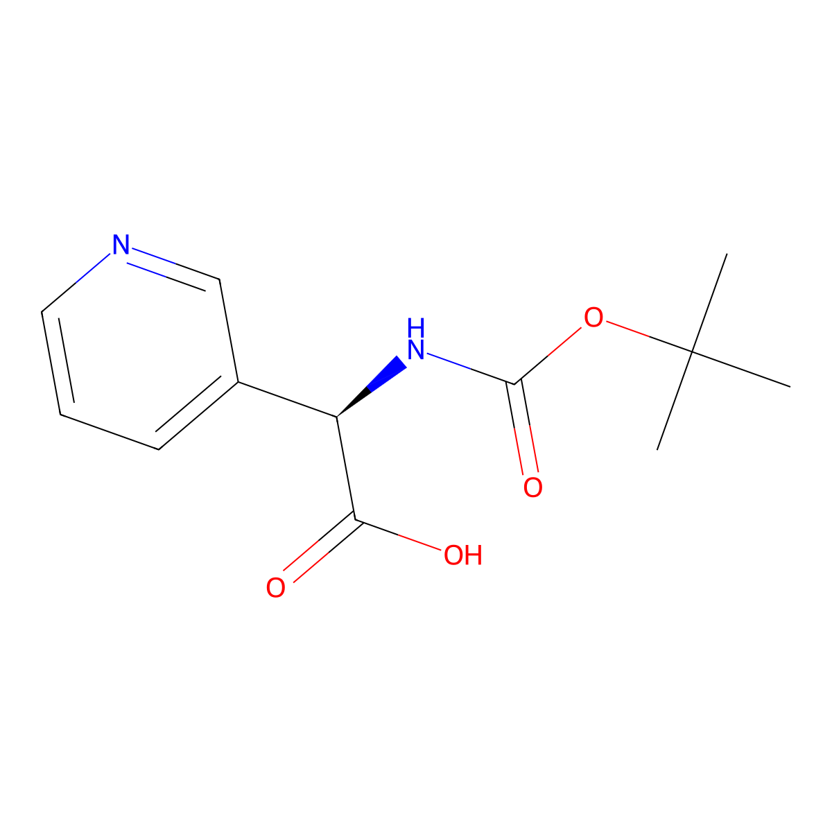 (R)-Tert-butoxycarbonylamino-pyridin-3-YL-acetic acid molecular structure, CAS 1240587-63-6