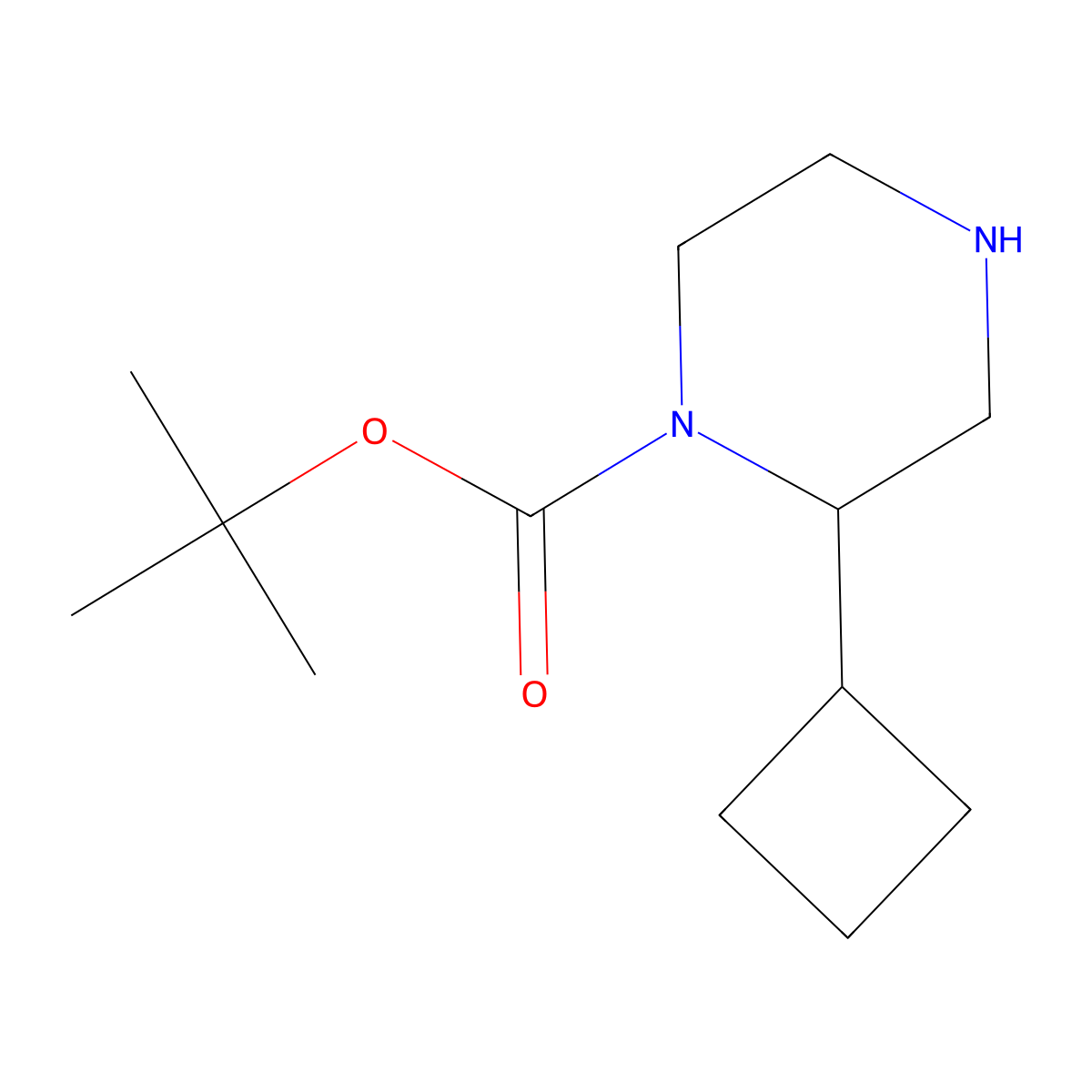 tert-butyl (2S)-2-cyclobutylpiperazine-1-carboxylate molecular structure, CAS 1240588-10-6