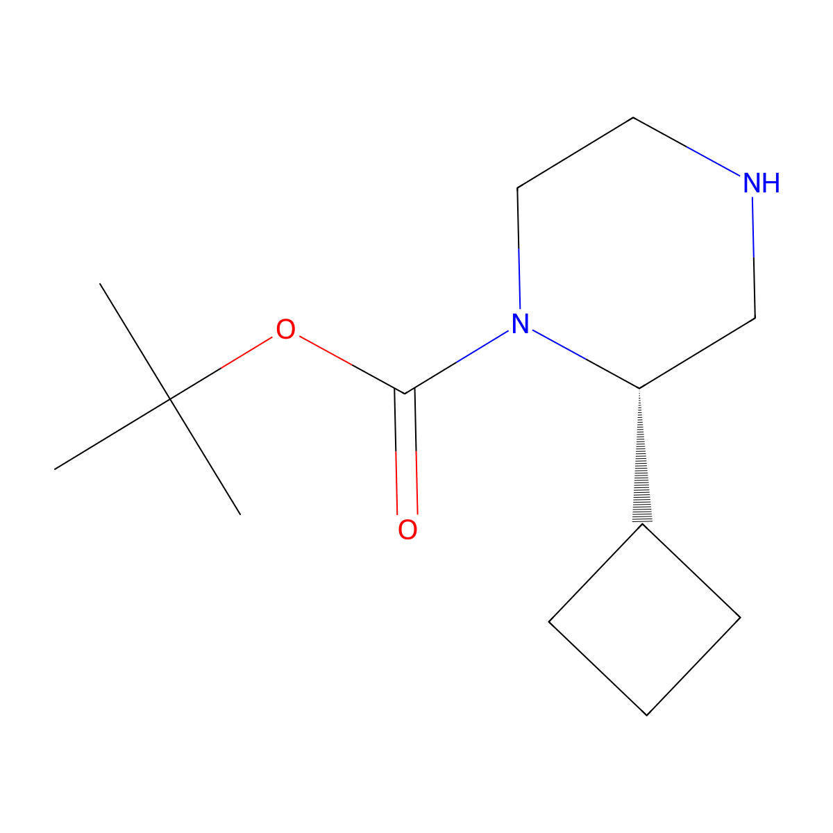 tert-butyl (2S)-2-cyclobutylpiperazine-1-carboxylate molecular structure, CAS 1240588-10-6