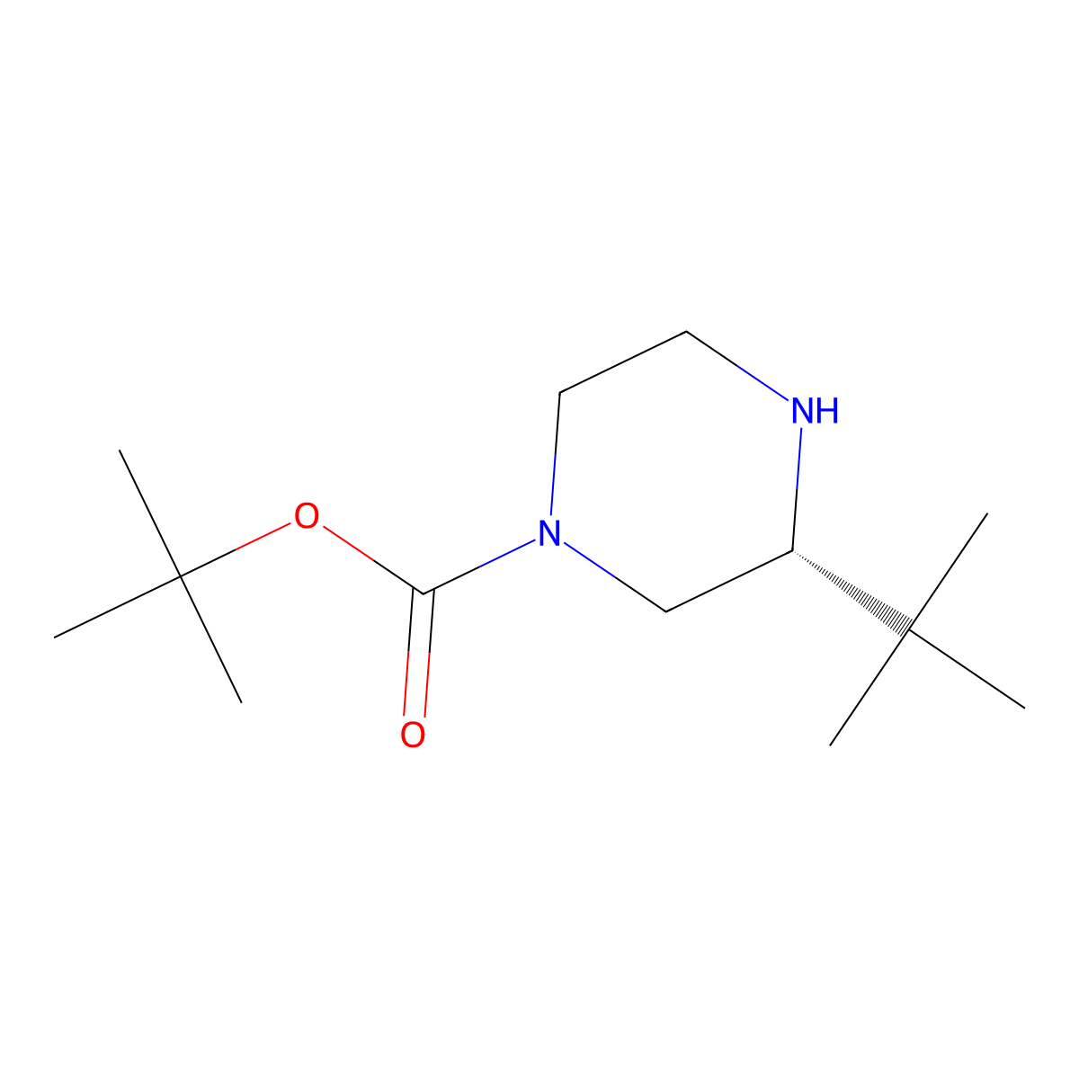 (R)-tert-Butyl 3-(tert-butyl)piperazine-1-carboxylate molecular structure, CAS 1240588-24-2