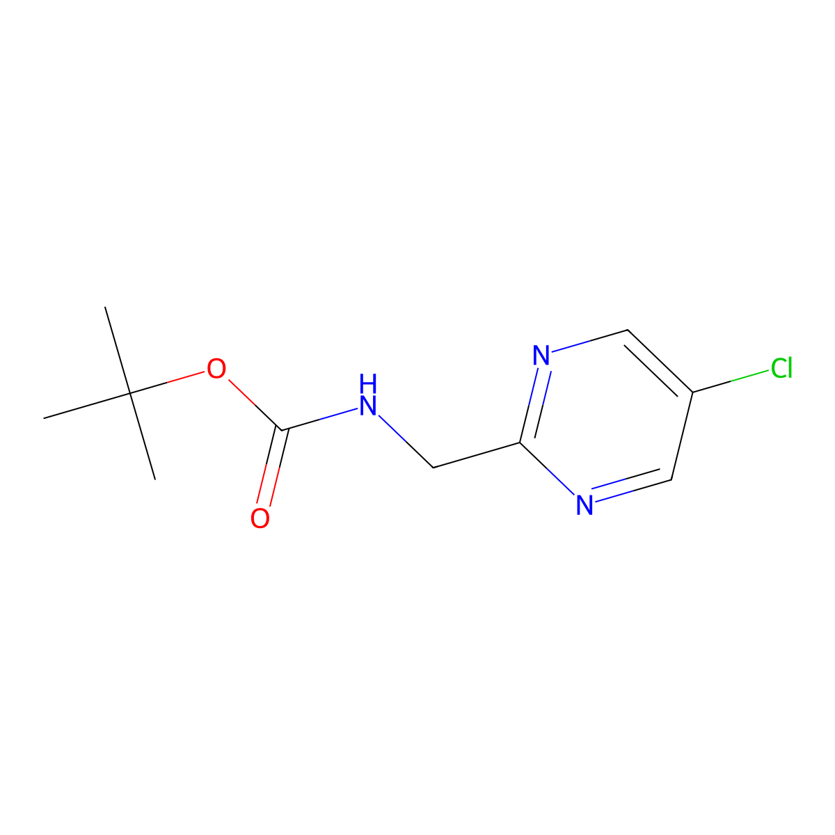 tert-Butyl ((5-chloropyrimidin-2-yl)methyl)carbamate molecular structure, CAS 1240594-60-8
