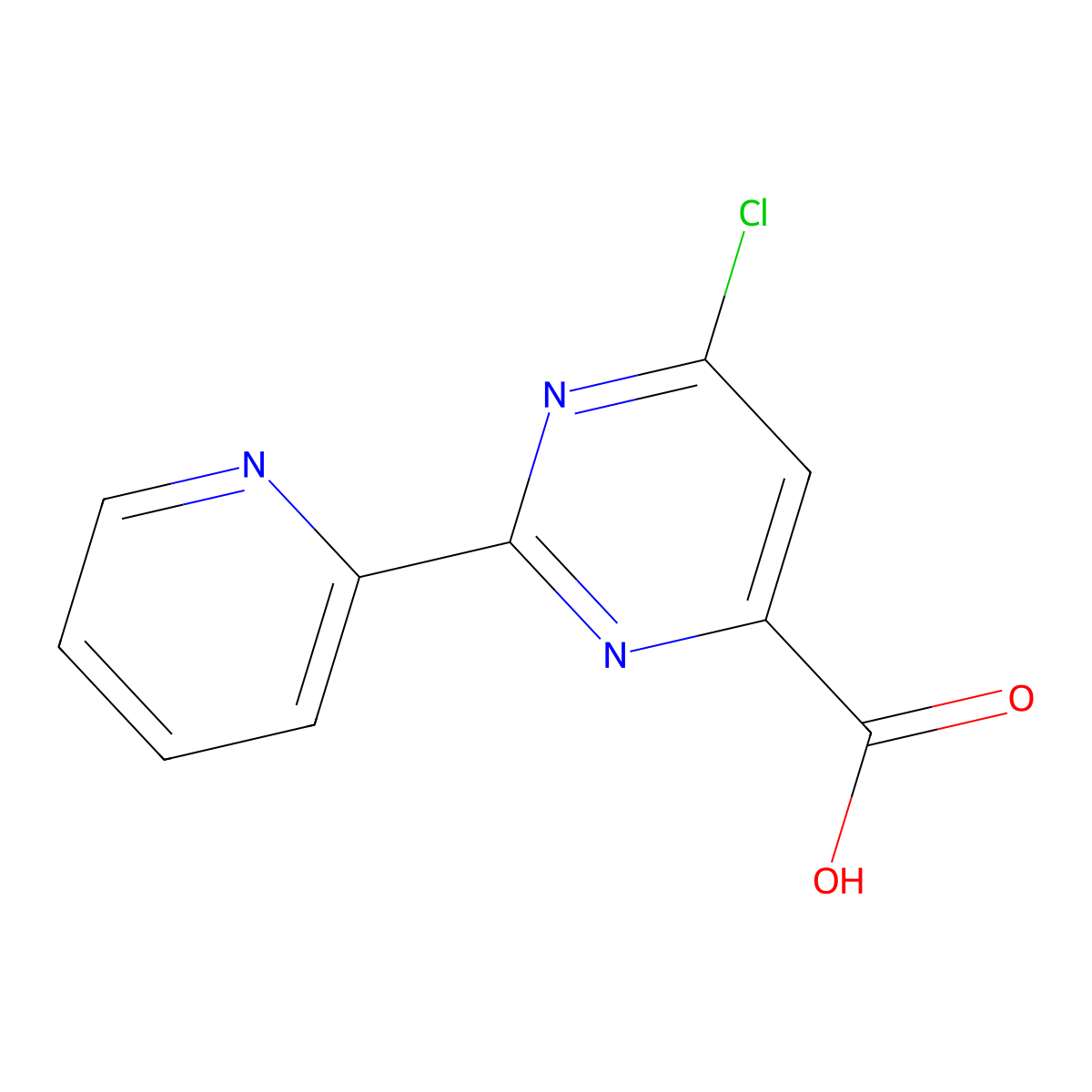 6-Chloro-2-(pyridin-2-yl)pyrimidine-4-carboxylic acid molecular structure, CAS 1240595-02-1