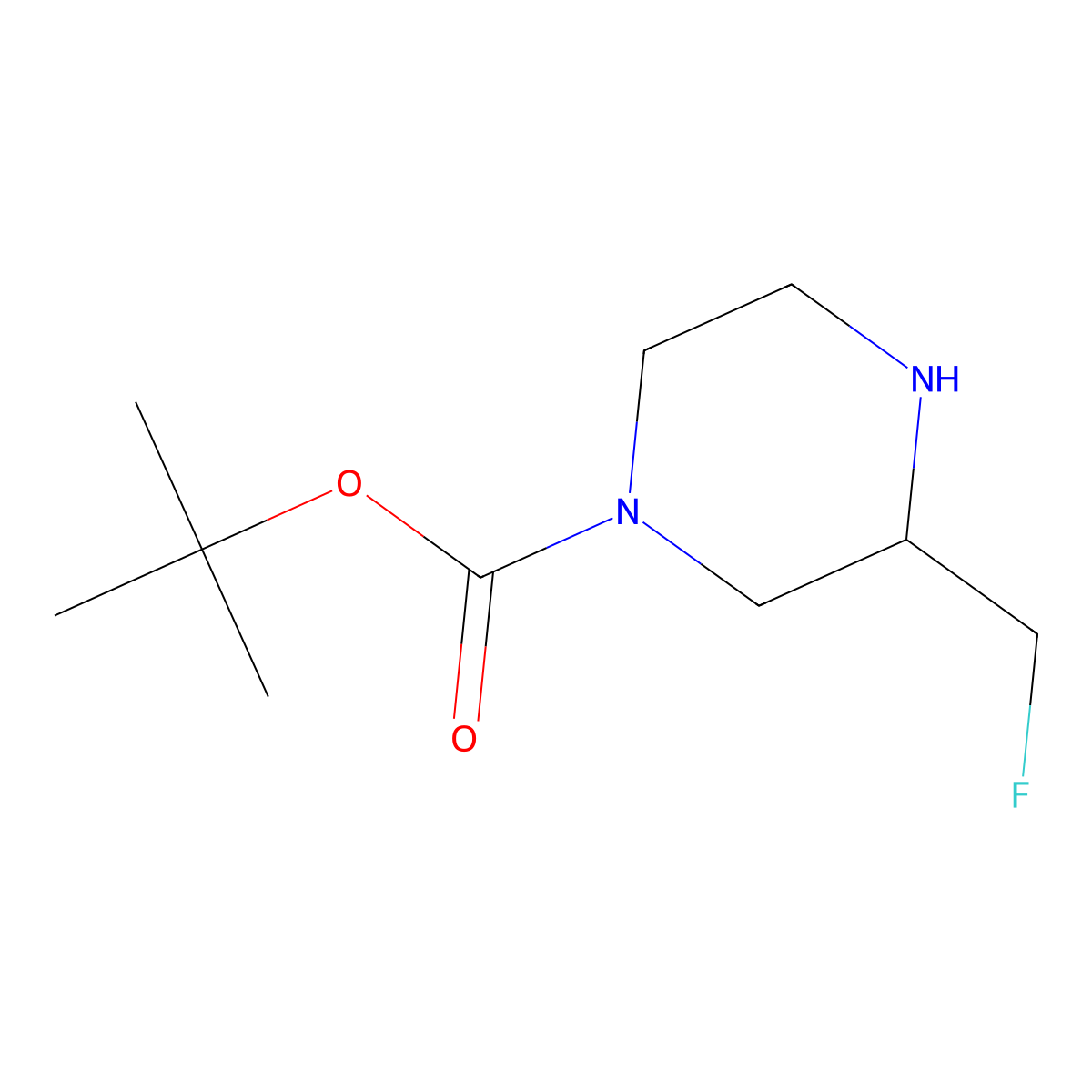 Tert-butyl 3-(fluoromethyl)piperazine-1-carboxylate molecular structure, CAS 1240595-05-4