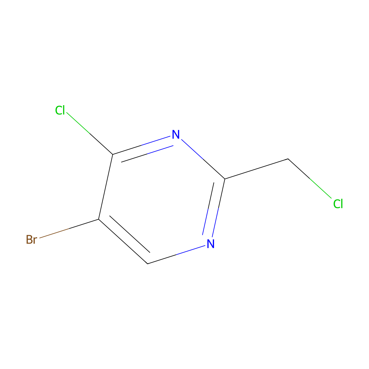 5-Bromo-4-chloro-2-(chloromethyl)pyrimidine molecular structure, CAS 1240595-54-3