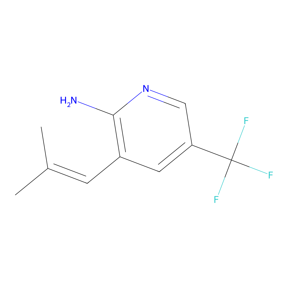 3-(2-Methylprop-1-en-1-yl)-5-(trifluoromethyl)pyridin-2-amine molecular structure, CAS 1240596-14-8