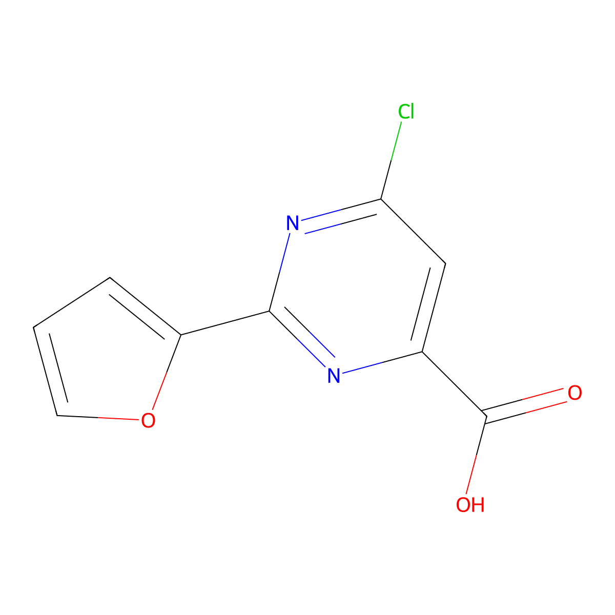 6-Chloro-2-(furan-2-YL)pyrimidine-4-carboxylic acid molecular structure, CAS 1240596-16-0
