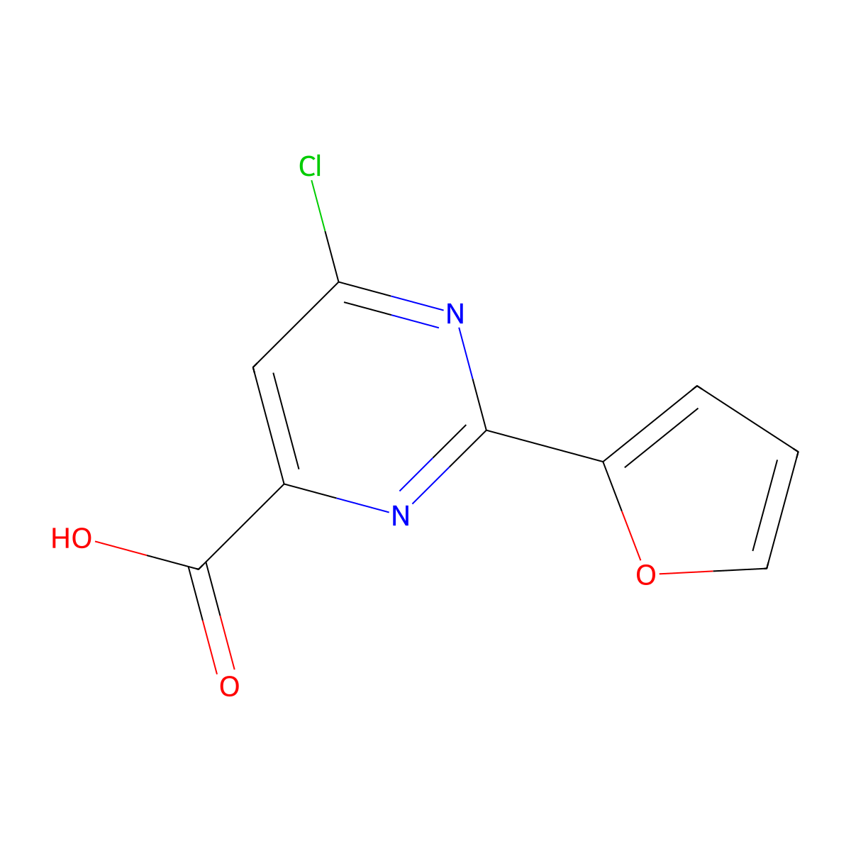 6-Chloro-2-(furan-2-YL)pyrimidine-4-carboxylic acid molecular structure, CAS 1240596-16-0