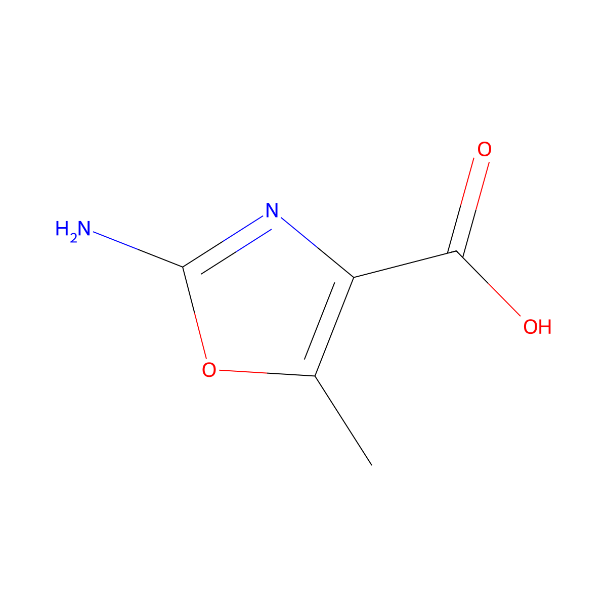 2-Amino-5-methyl-1,3-oxazole-4-carboxylic acid molecular structure, CAS 1240596-17-1
