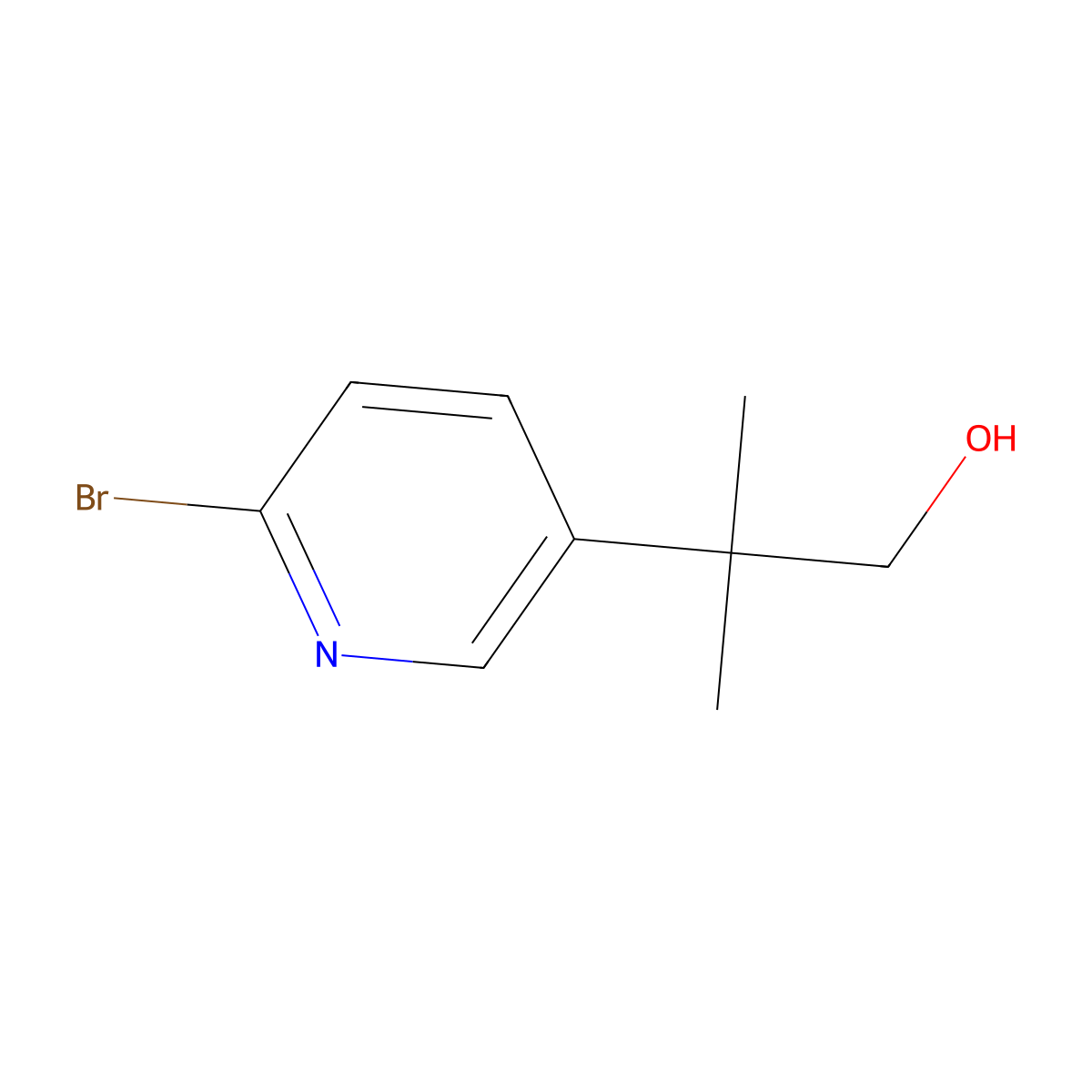 2-(6-Bromopyridin-3-yl)-2-methylpropan-1-ol molecular structure, CAS 1240596-24-0