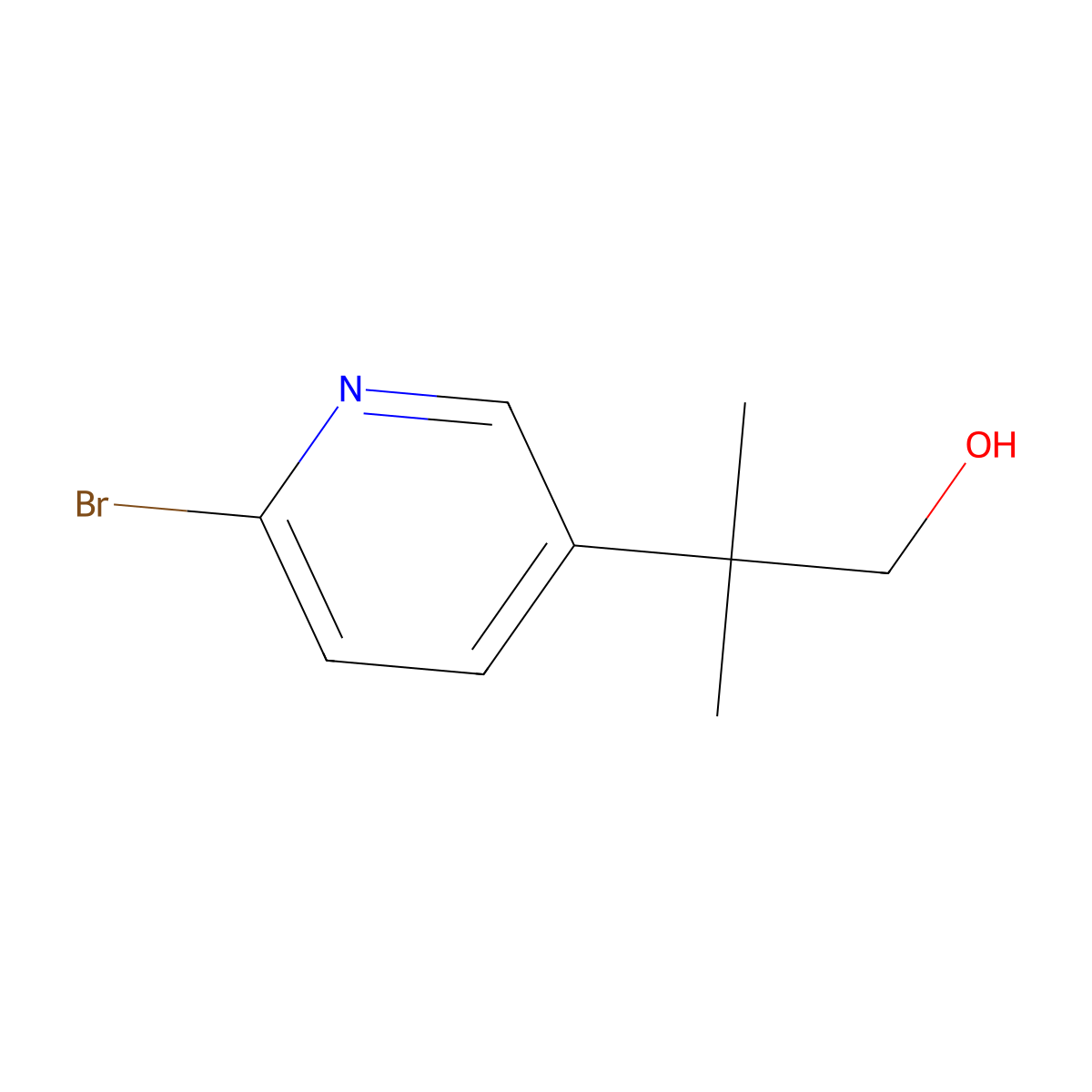 2-(6-Bromopyridin-3-yl)-2-methylpropan-1-ol molecular structure, CAS 1240596-24-0