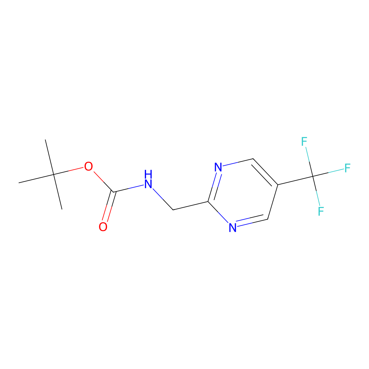 tert-Butyl ((5-(trifluoromethyl)pyrimidin-2-yl)methyl)carbamate molecular structure, CAS 1240597-19-6