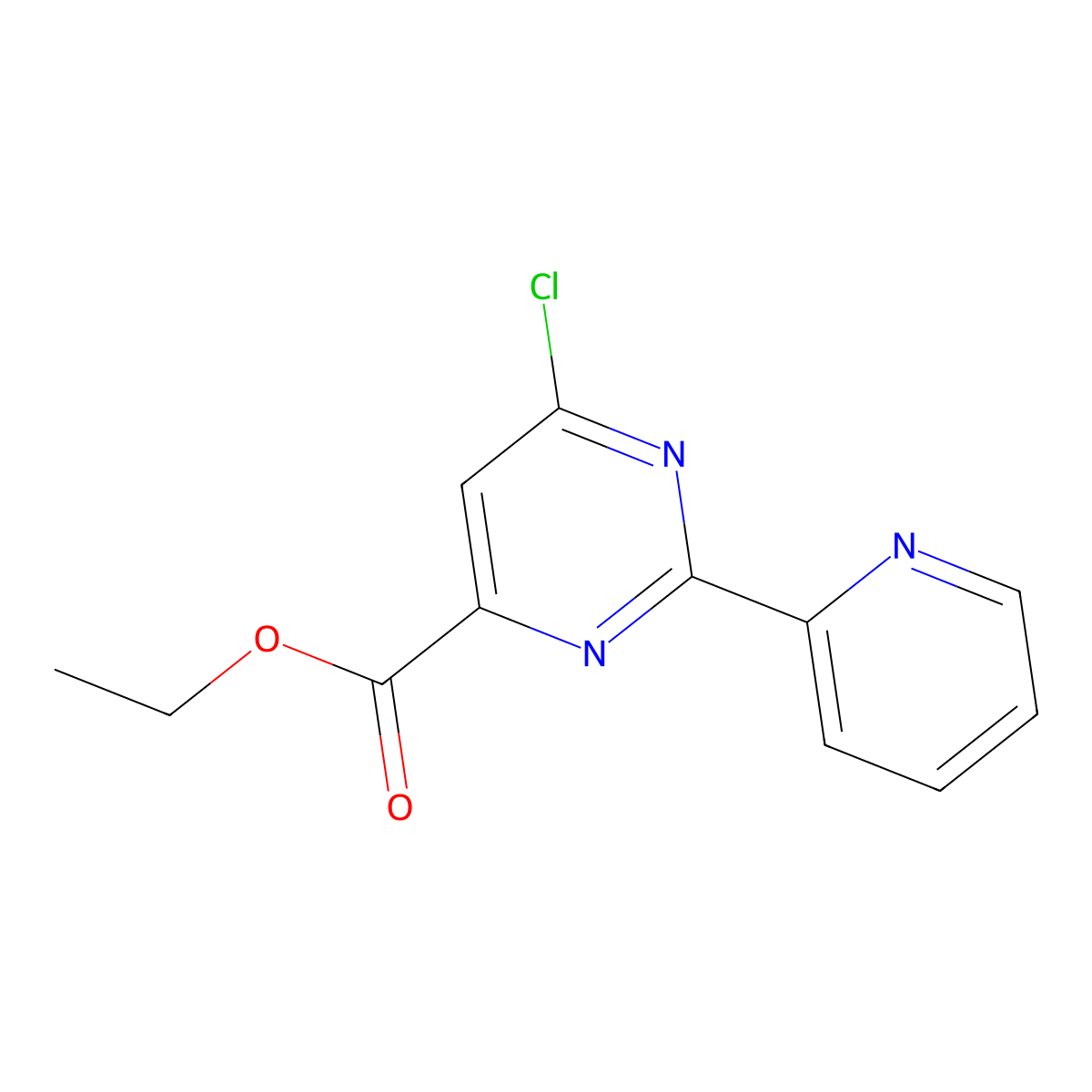 Ethyl 6-chloro-2-(pyridin-2-YL)pyrimidine-4-carboxylate molecular structure, CAS 1240597-44-7