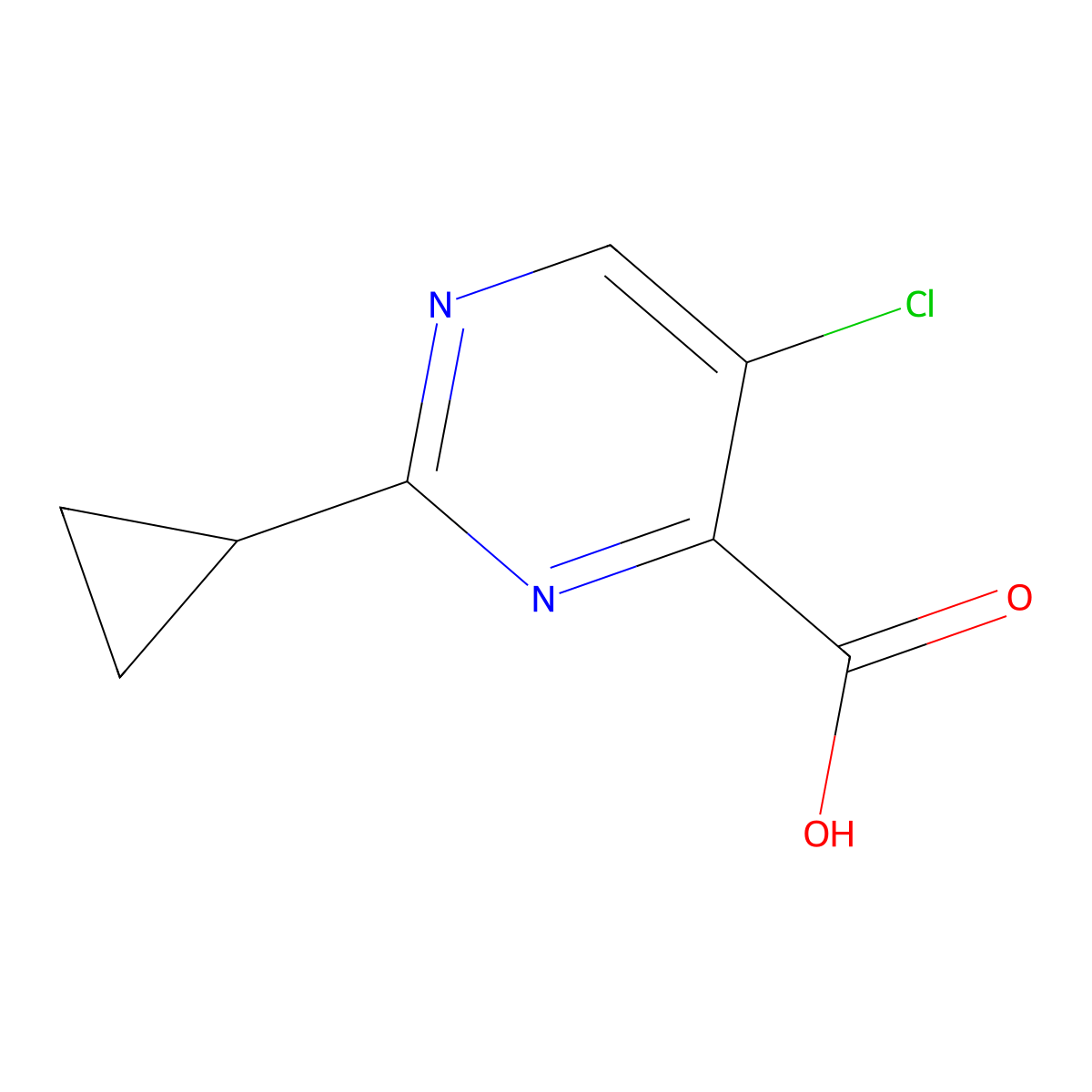 5-Chloro-2-cyclopropylpyrimidine-4-carboxylic acid molecular structure, CAS 1240597-65-2