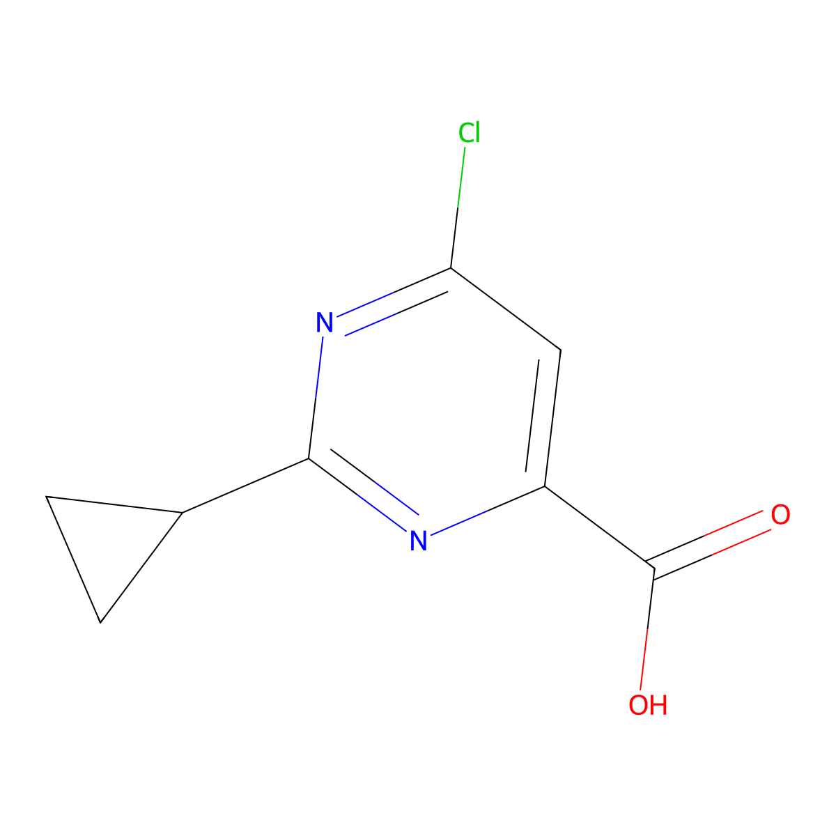 6-Chloro-2-cyclopropylpyrimidine-4-carboxylic acid molecular structure, CAS 1240597-79-8