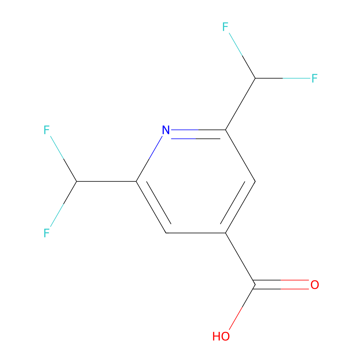 2,6-Bis(difluoromethyl)pyridine-4-carboxylic acid molecular structure, CAS 1240598-36-0