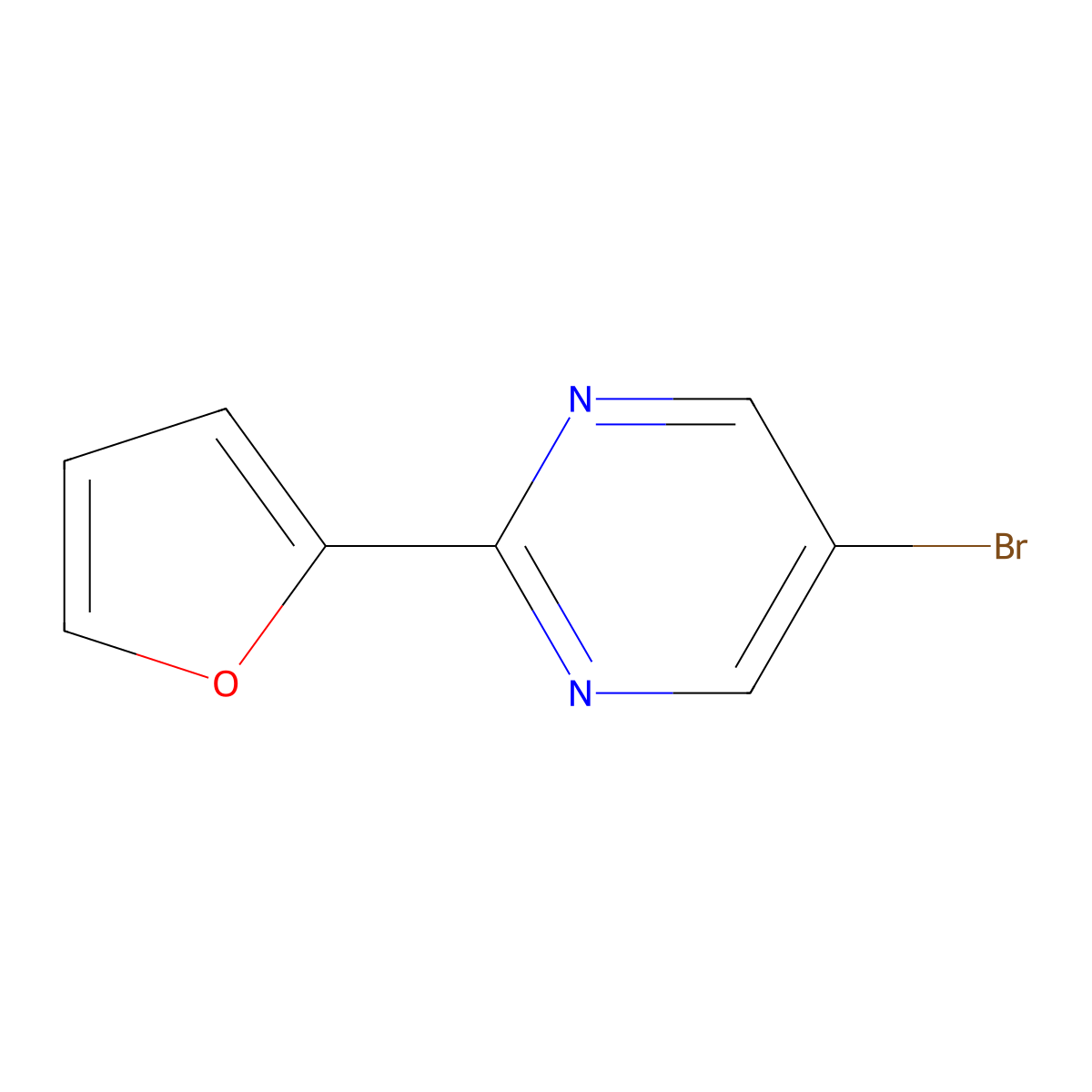 5-Bromo-2-(2-furyl)pyrimidine molecular structure, CAS 1240598-80-4