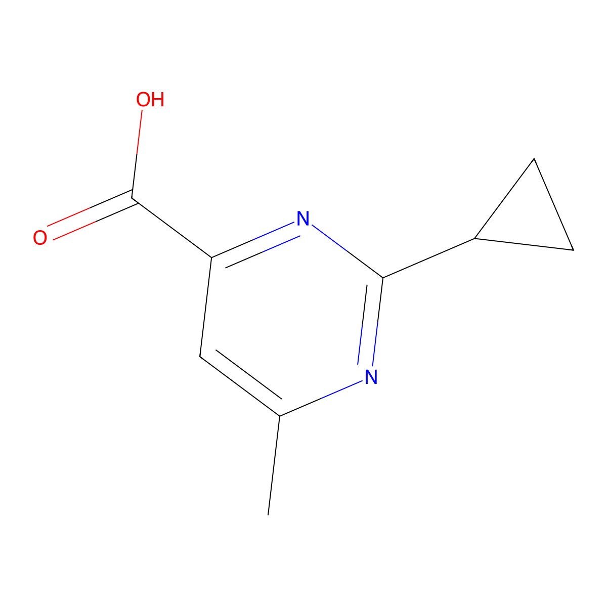 2-Cyclopropyl-6-methylpyrimidine-4-carboxylic acid molecular structure, CAS 1240599-70-5
