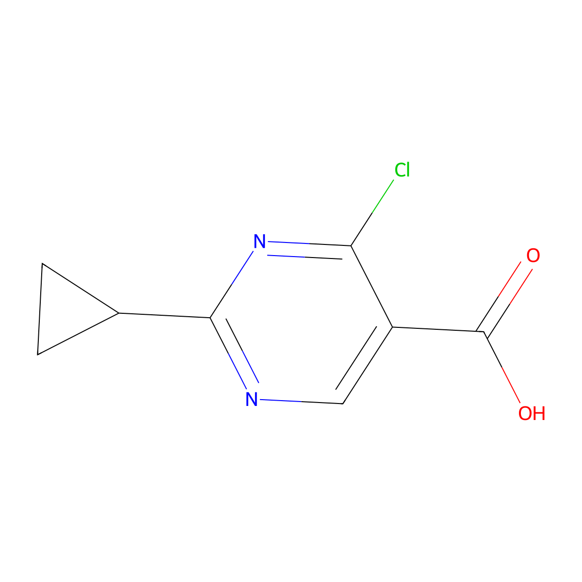 4-Chloro-2-cyclopropylpyrimidine-5-carboxylic acid molecular structure, CAS 1240599-86-3