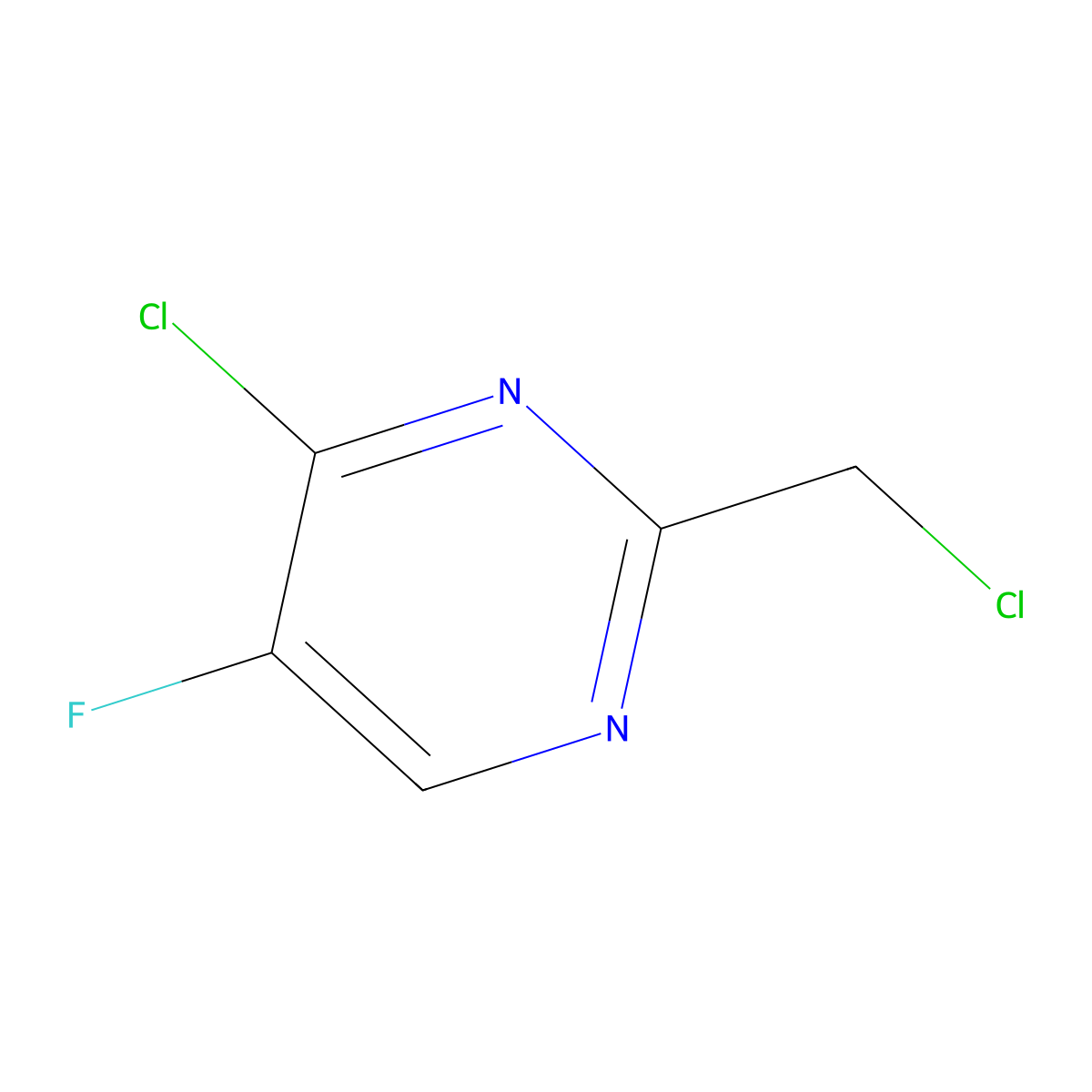 4-Chloro-2-(chloromethyl)-5-fluoropyrimidine molecular structure, CAS 1240599-95-4