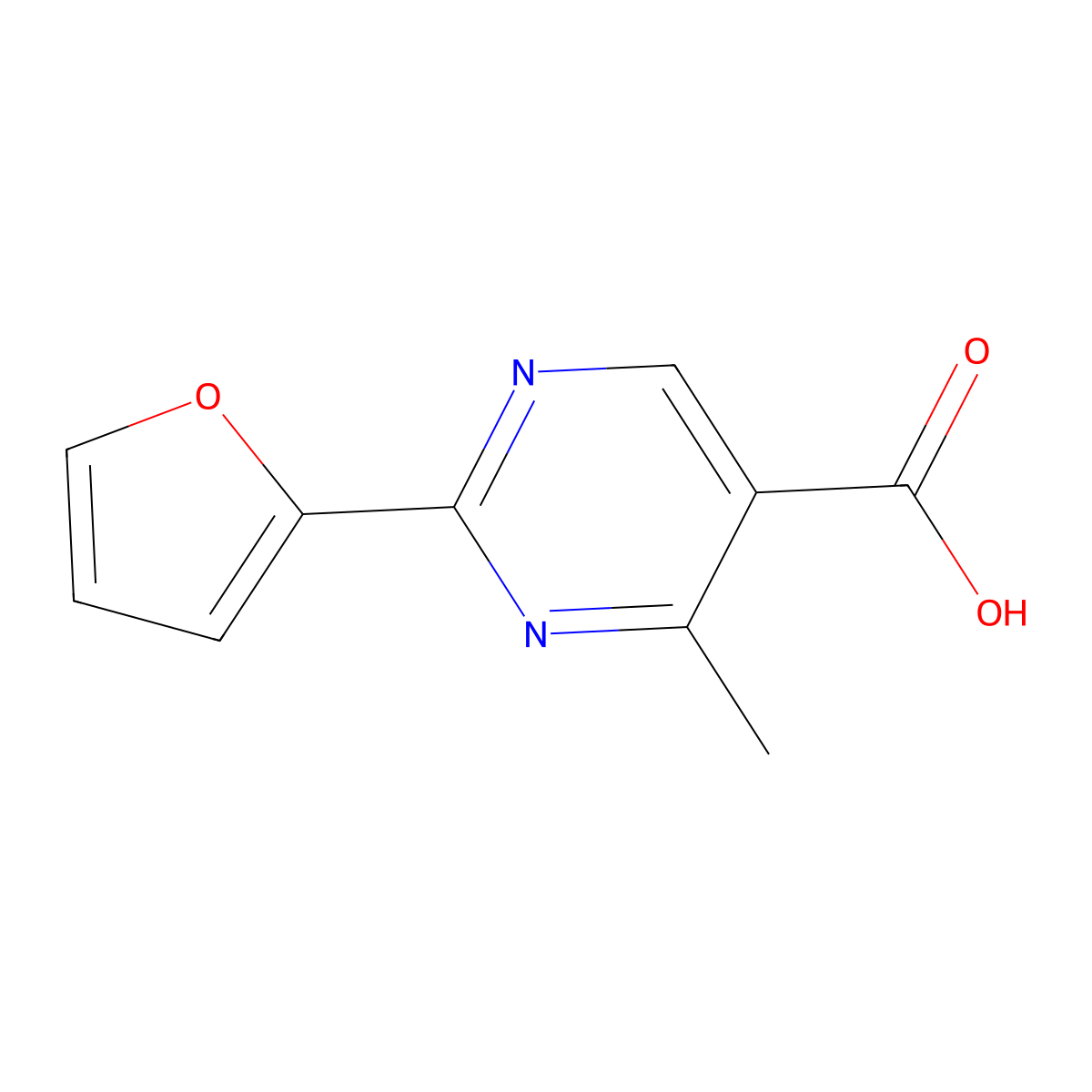 2-(Furan-2-yl)-4-methylpyrimidine-5-carboxylic acid molecular structure, CAS 1240600-49-0