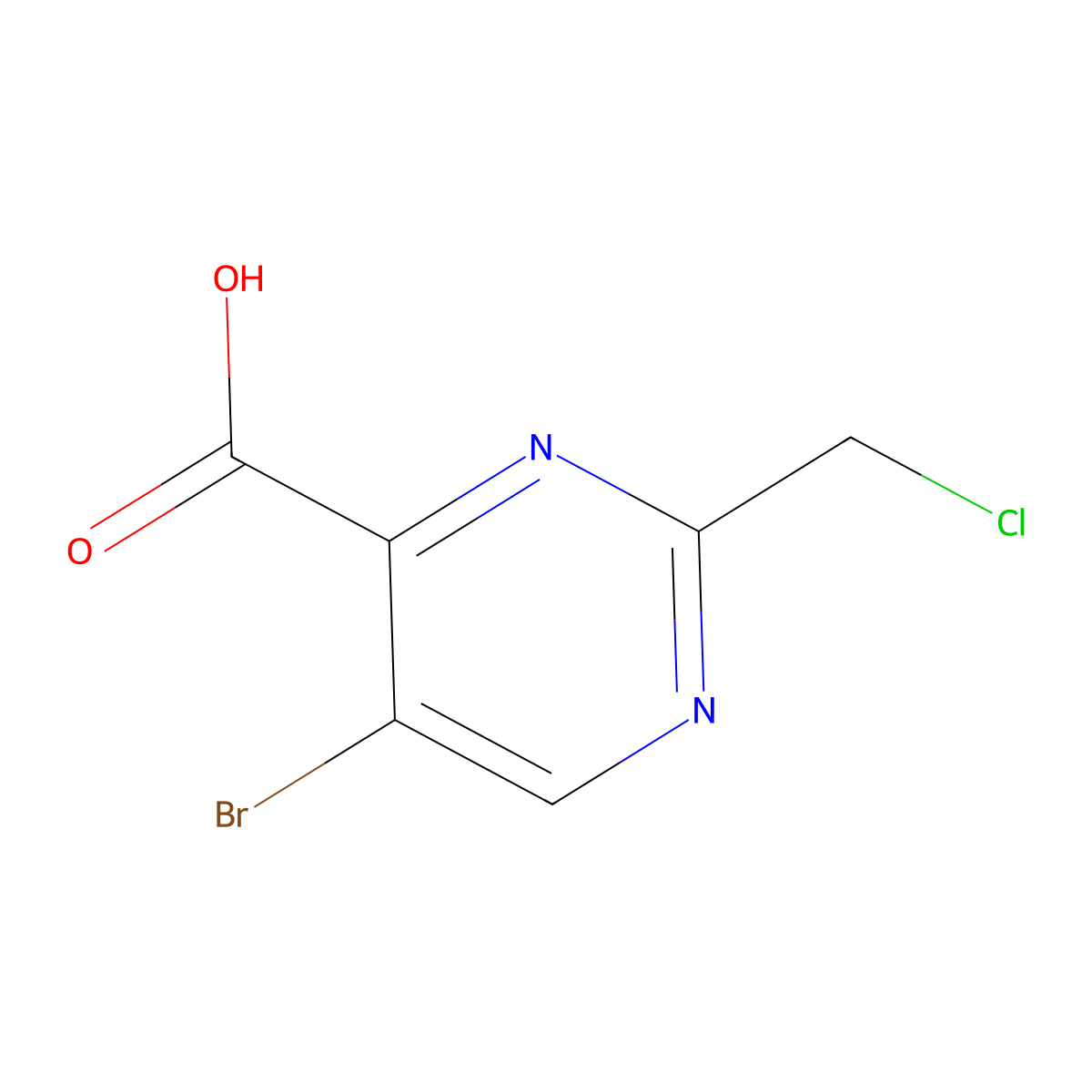 5-Bromo-2-(chloromethyl)pyrimidine-4-carboxylic acid molecular structure, CAS 1240600-63-8