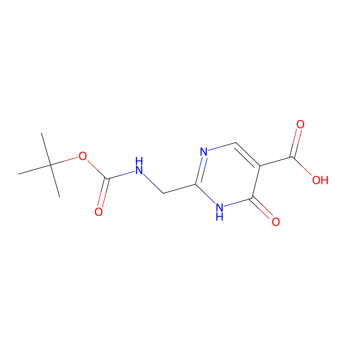 2-({[(Tert-butoxy)carbonyl]amino}methyl)-4-hydroxypyrimidine-5-carboxylic acid molecular structure, CAS 1240601-25-5