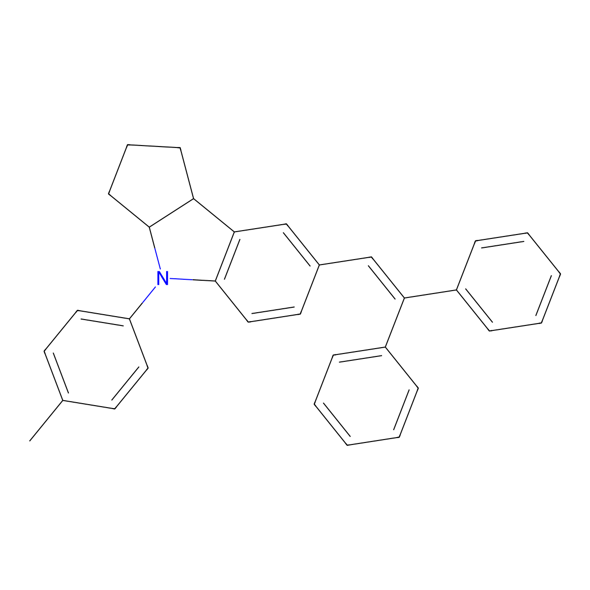 7-(2,2-Diphenylvinyl)-4-(p-tolyl)-1,2,3,3a,4,8b-hexahydrocyclopenta[b]indole molecular structure, CAS 1240601-26-6