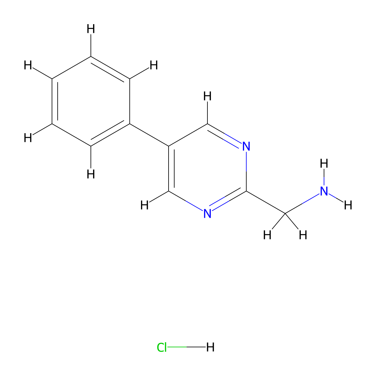 (5-Phenylpyrimidin-2-yl)methanamine hydrochloride molecular structure, CAS 1240603-02-4