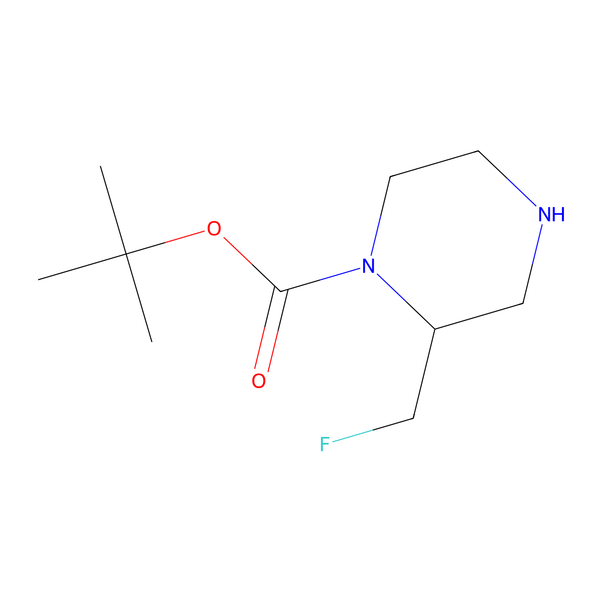 (R)-Tert-butyl 2-(fluoromethyl)piperazine-1-carboxylate molecular structure, CAS 1240604-50-5