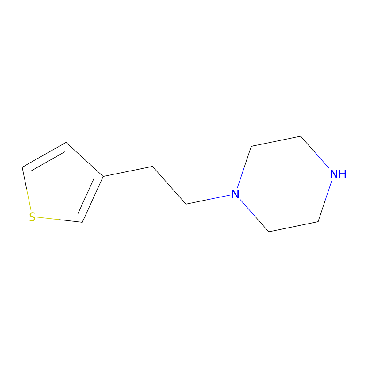 1-[2-(Thiophen-3-yl)ethyl]piperazine molecular structure, CAS 1240605-18-8