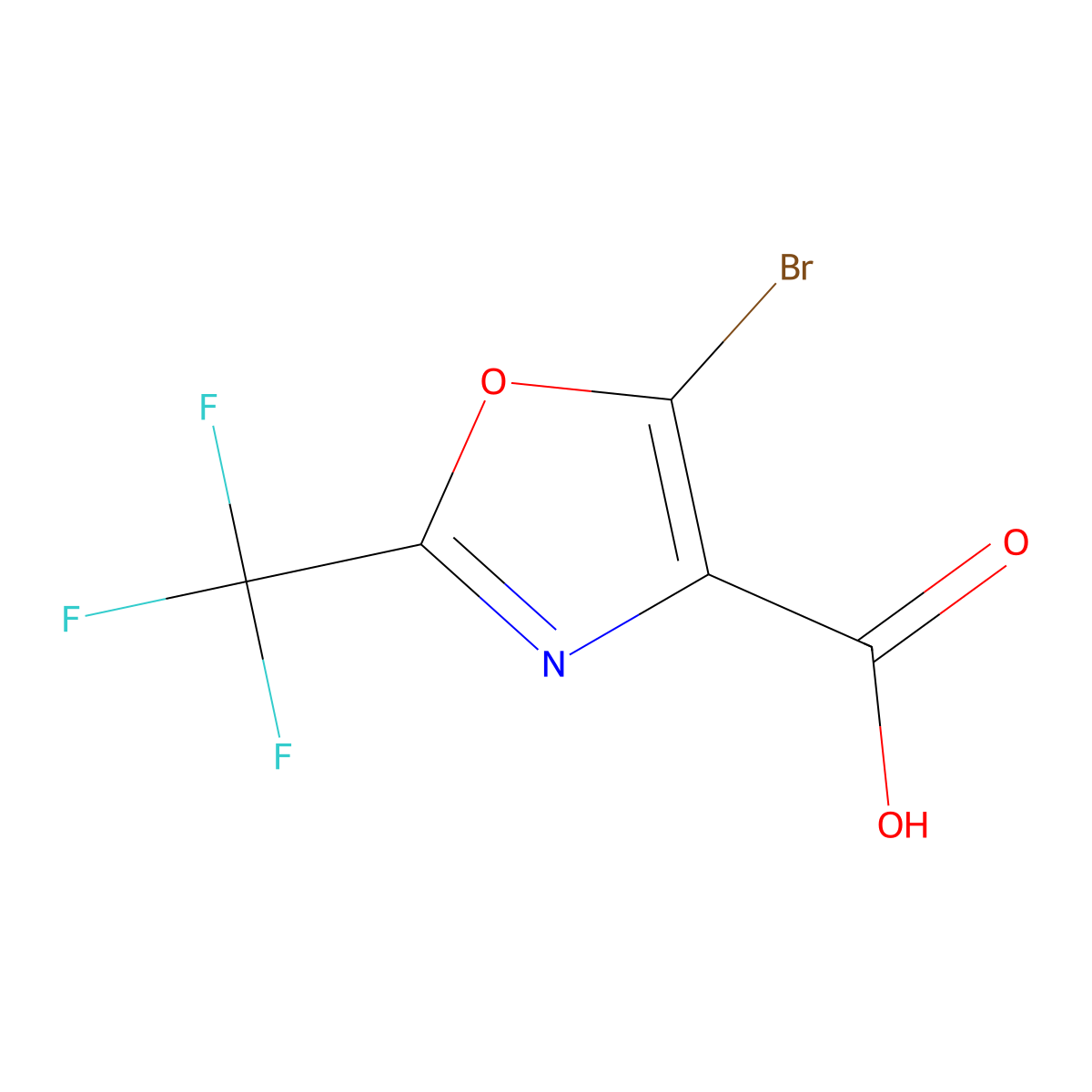 5-Bromo-2-(trifluoromethyl)-1,3-oxazole-4-carboxylic acid molecular structure, CAS 1240605-58-6