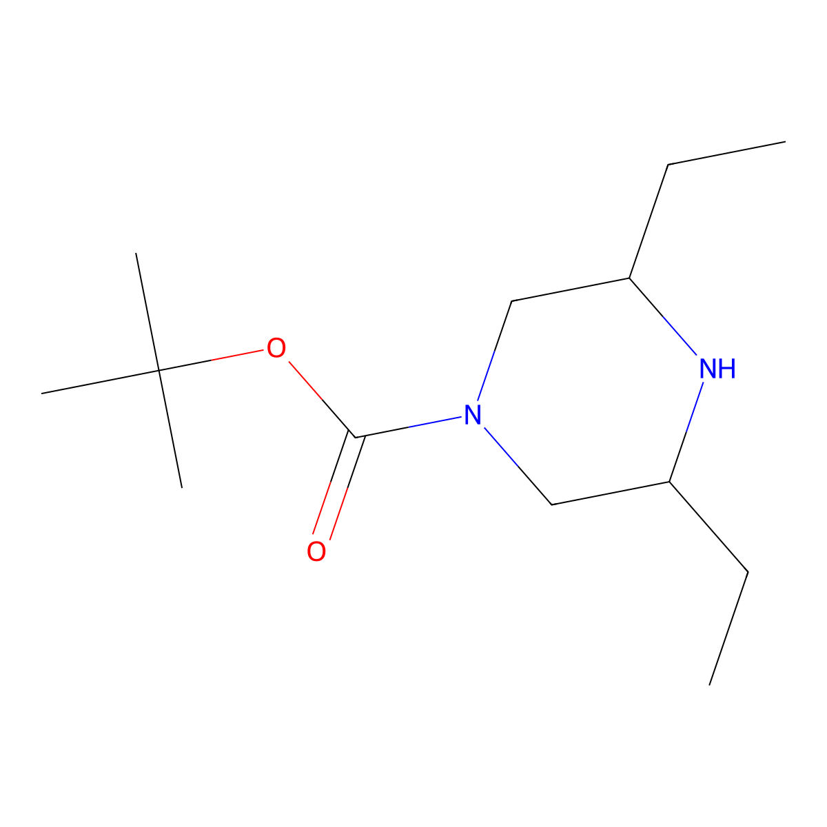 tert-butyl (3R,5S)-3,5-diethylpiperazine-1-carboxylate molecular structure, CAS 1240605-61-1