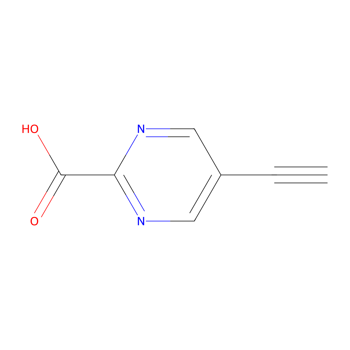 5-Ethynylpyrimidine-2-carboxylic acid molecular structure, CAS 1240606-56-7