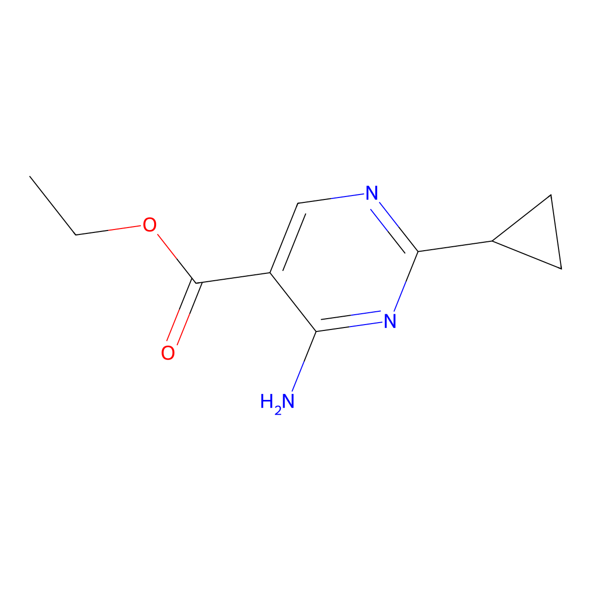 Ethyl 4-amino-2-cyclopropylpyrimidine-5-carboxylate molecular structure, CAS 1240606-59-0