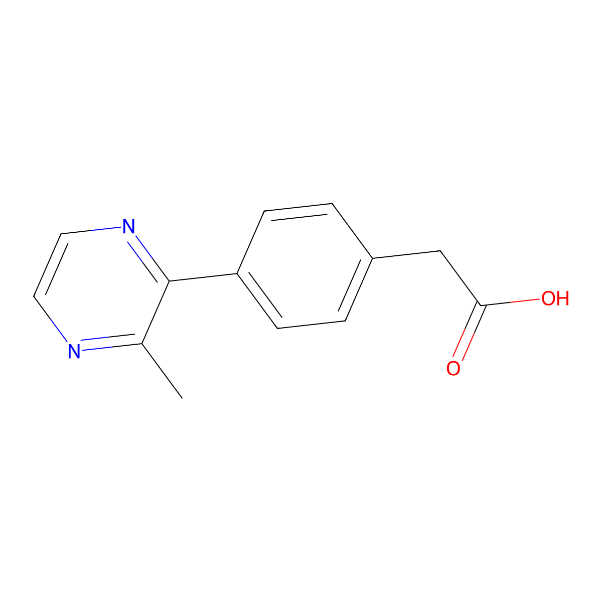 2-[4-(3-Methylpyrazin-2-yl)phenyl]acetic acid molecular structure, CAS 1240606-62-5