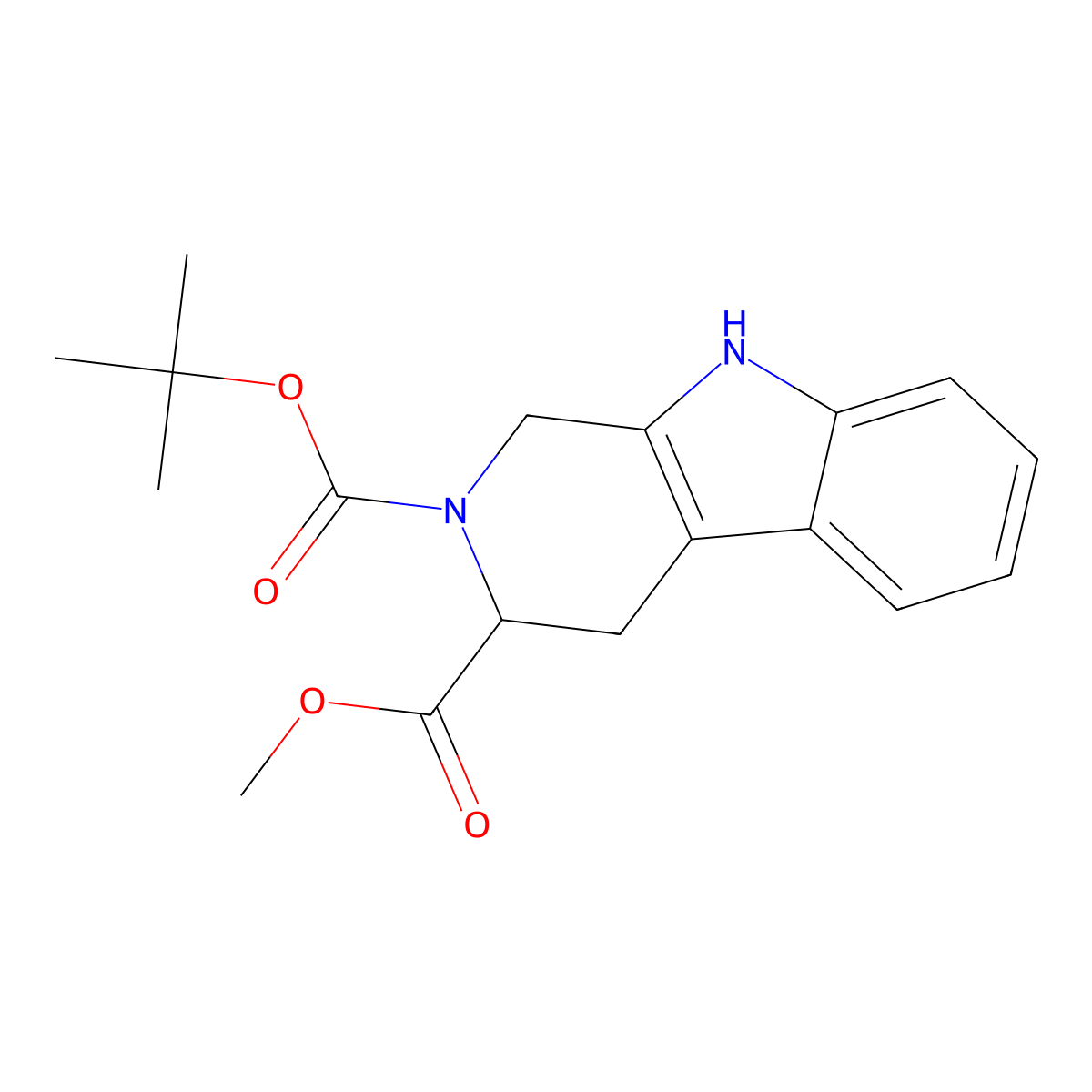 2-Tert-butyl 3-methyl (3S)-1H,3H,4H,9H-pyrido[3,4-B]indole-2,3-dicarboxylate molecular structure, CAS 1240613-17-5