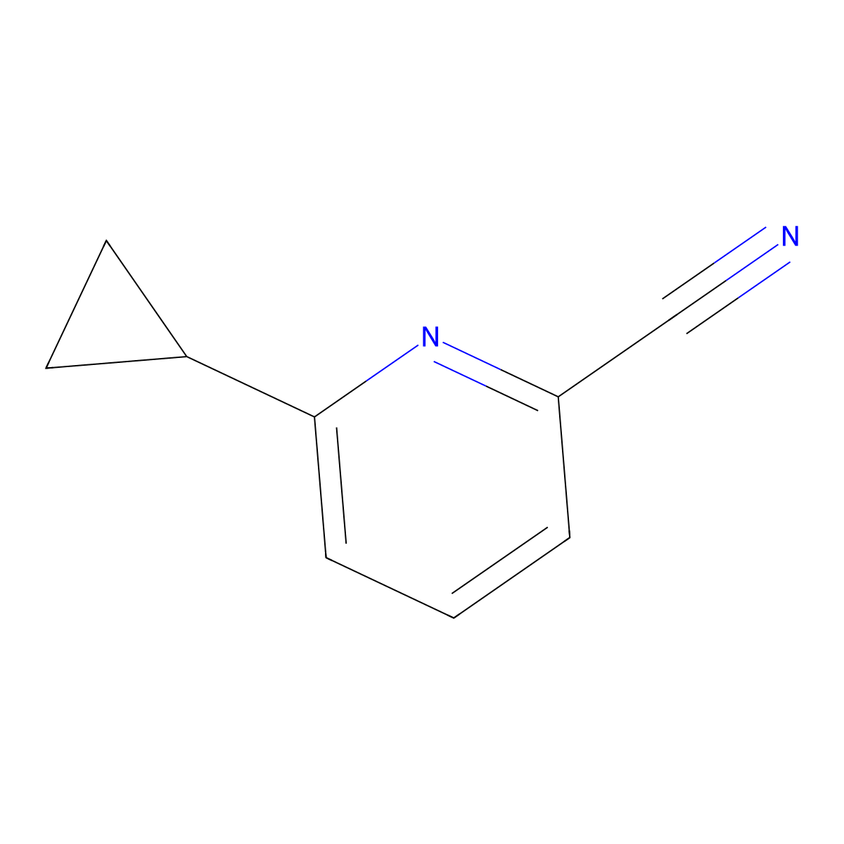 6-Cyclopropylpicolinonitrile molecular structure, CAS 1240618-00-1