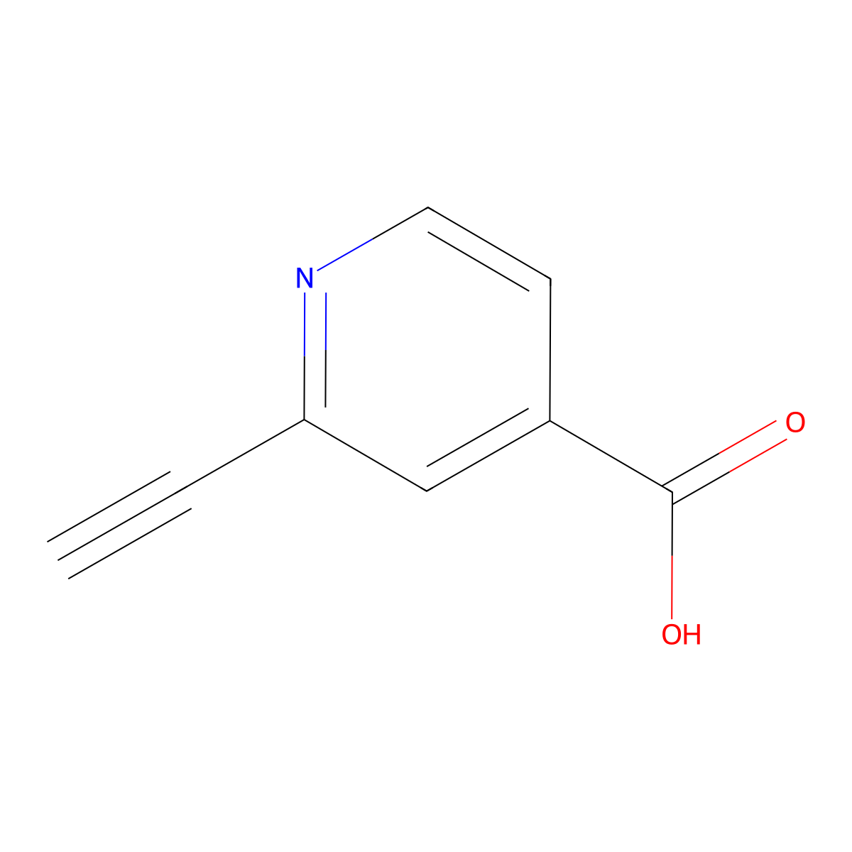 2-Ethynylpyridine-4-carboxylic acid molecular structure, CAS 1240618-14-7