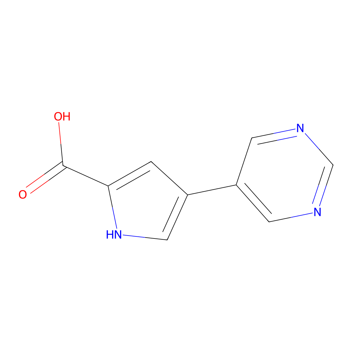 4-(Pyrimidin-5-yl)-1H-pyrrole-2-carboxylic acid molecular structure, CAS 1240618-62-5